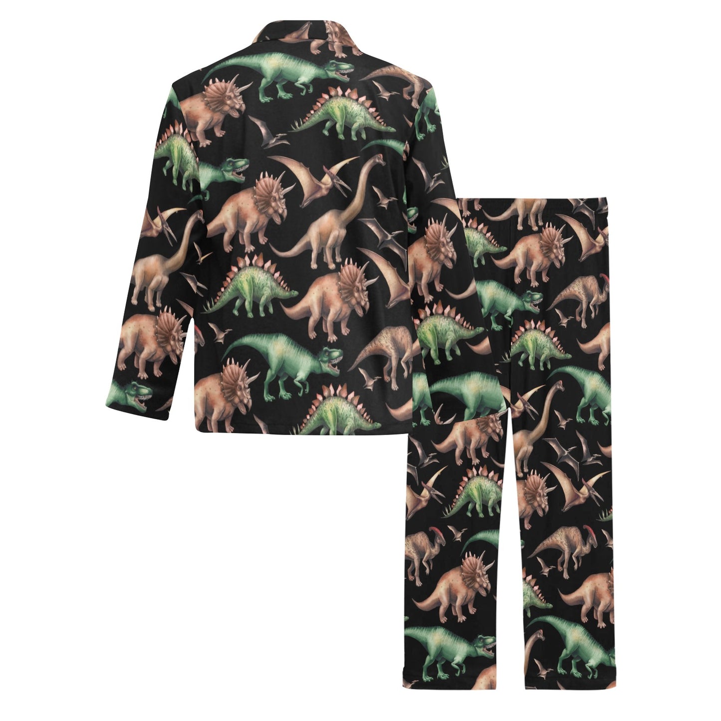 Dinosaur Print Pattern Men's Long Pajama Set