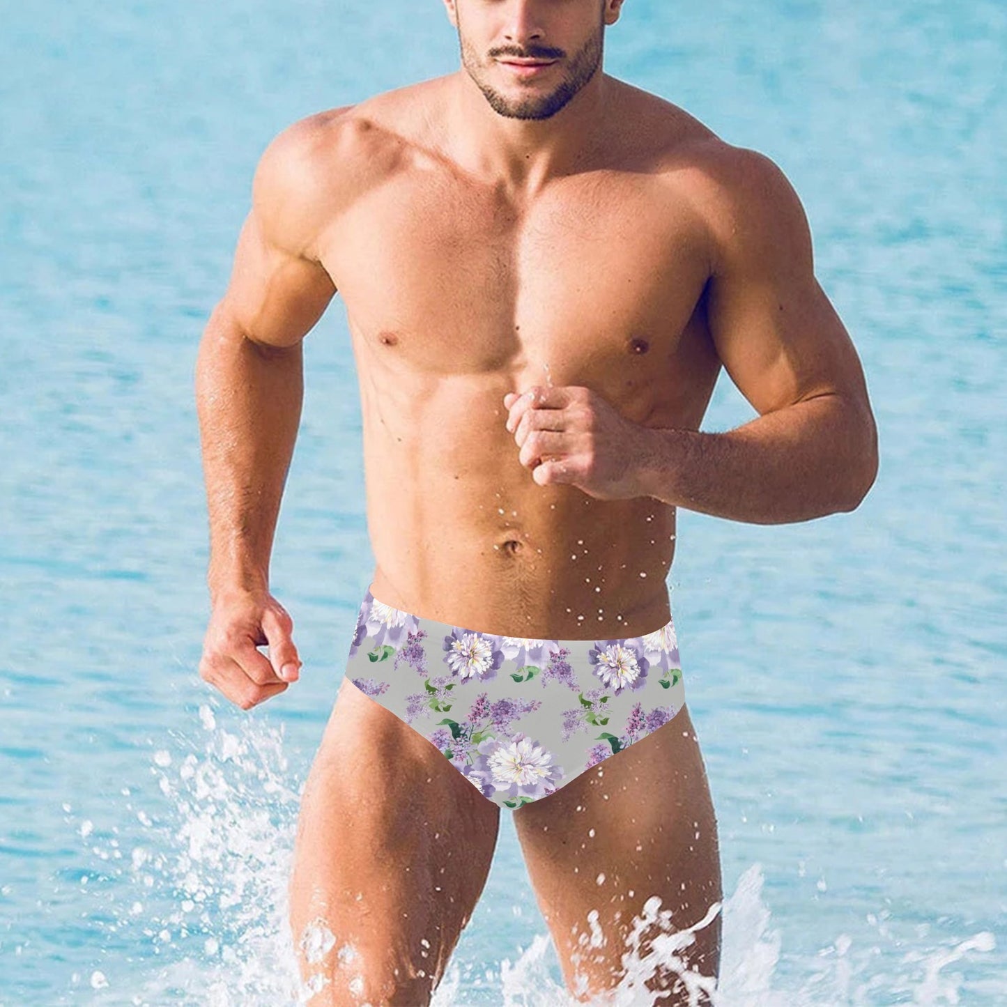 Lilac Pattern Print Design LI07 Men's Swimming Briefs