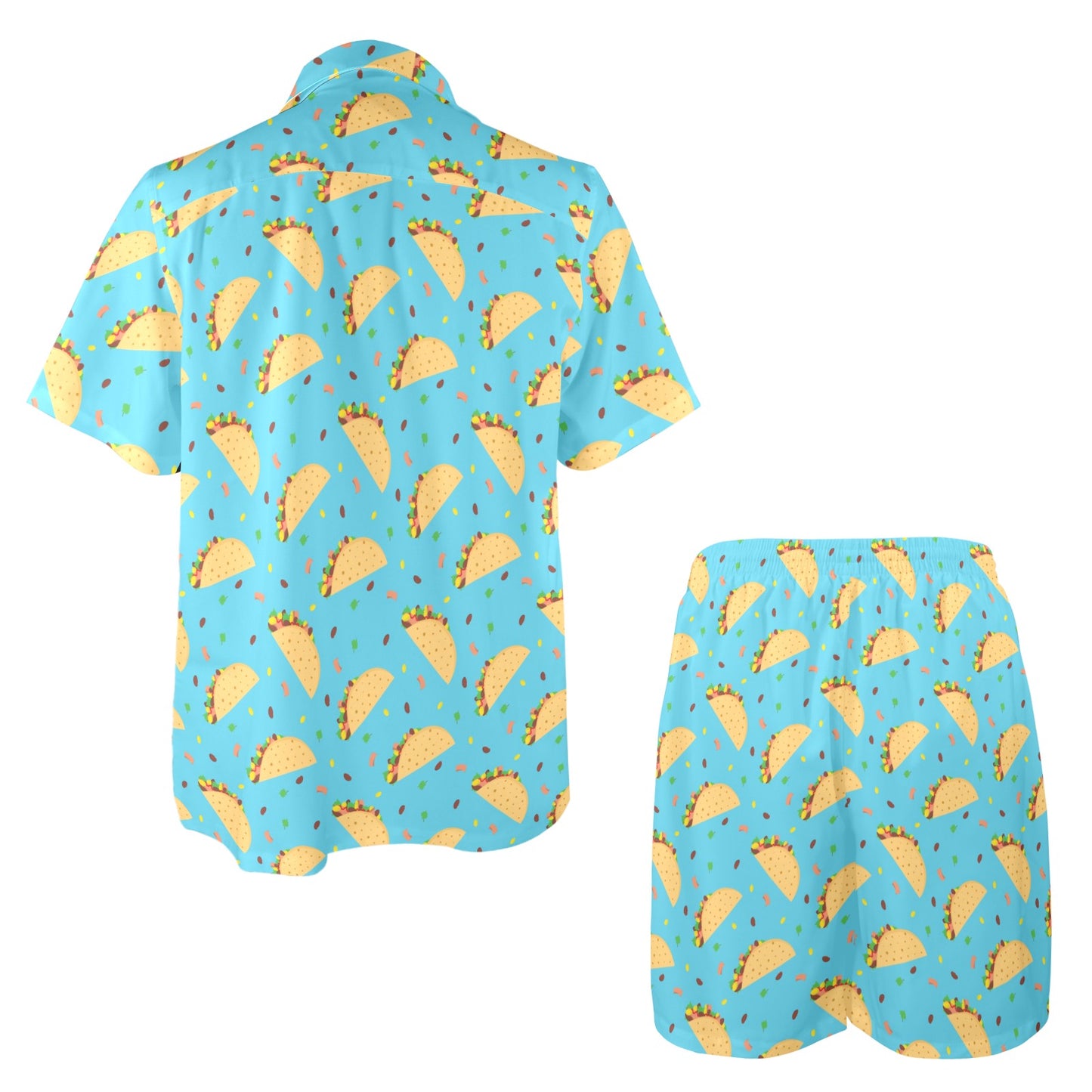 Taco Print Design LKS303 Men's Beach Shirt and Shorts Set