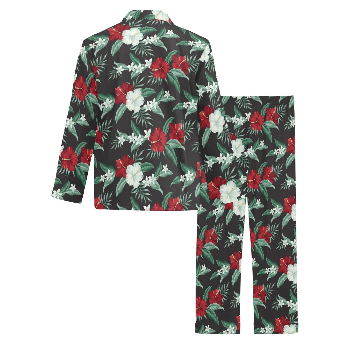 Tropical Flower Print Design LKS303 Men's Long Pajama Set