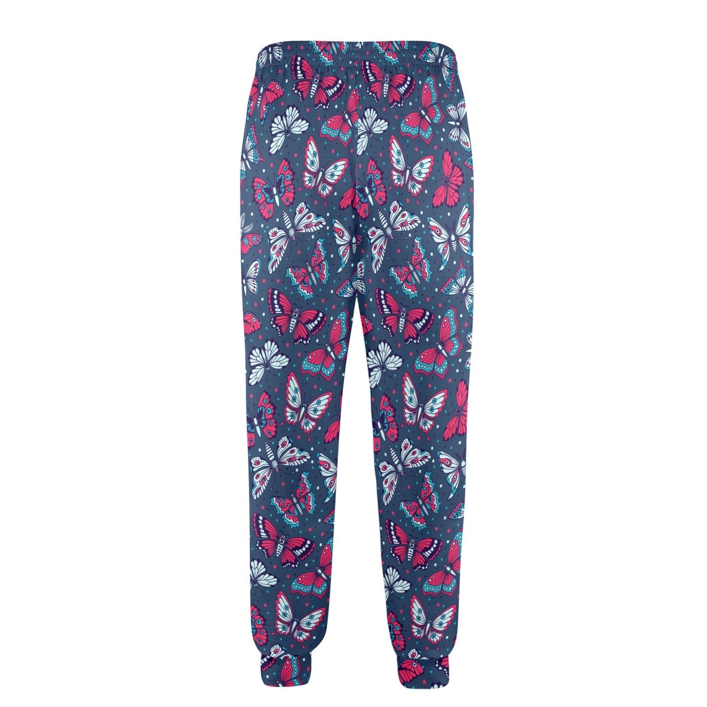 Butterfly Red Deep Blue Print Pattern Men's Casual Track Pants