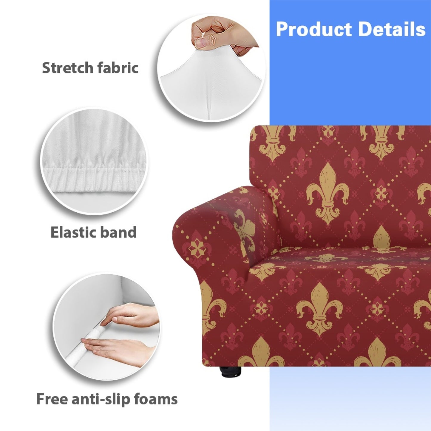 Fleur de lis print design LKS401 Sofa Slipcover