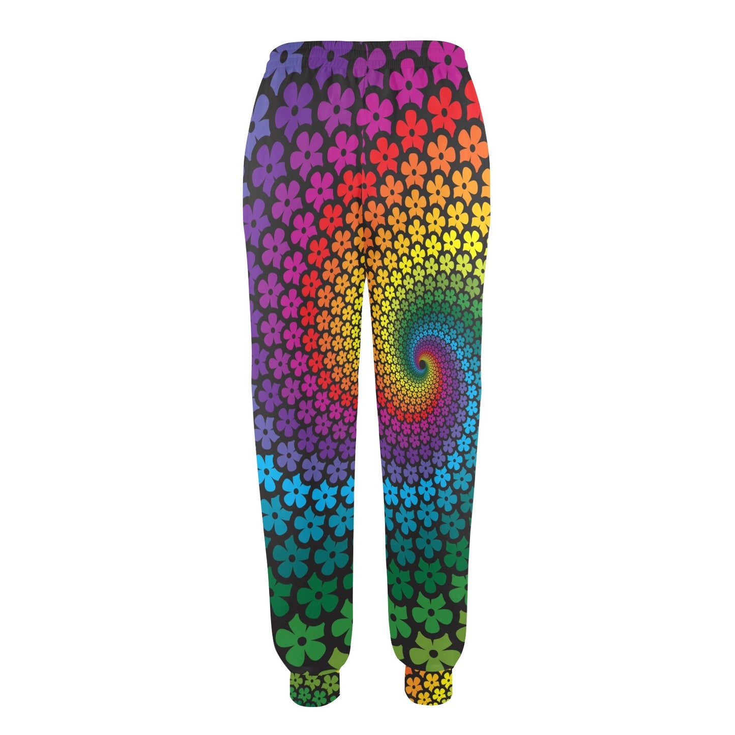 Flower Power Rainbow Spiral Print Women's Casual Track Pants