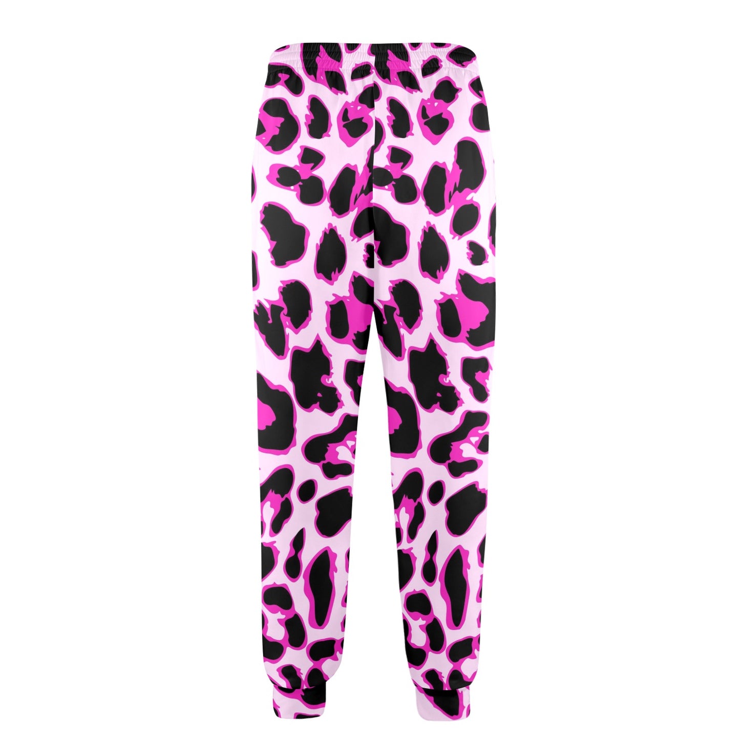 Pink Leopard Print Men's Casual Track Pants