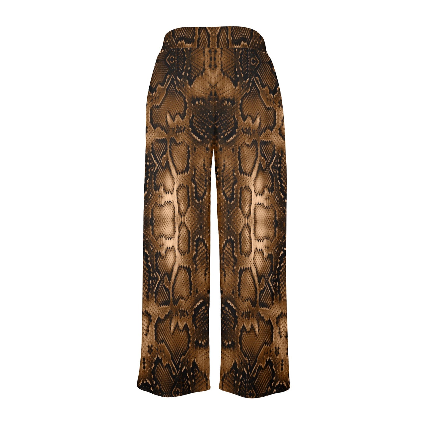 Snake Skin Brown Print Women's Wide Leg Lounge Pants