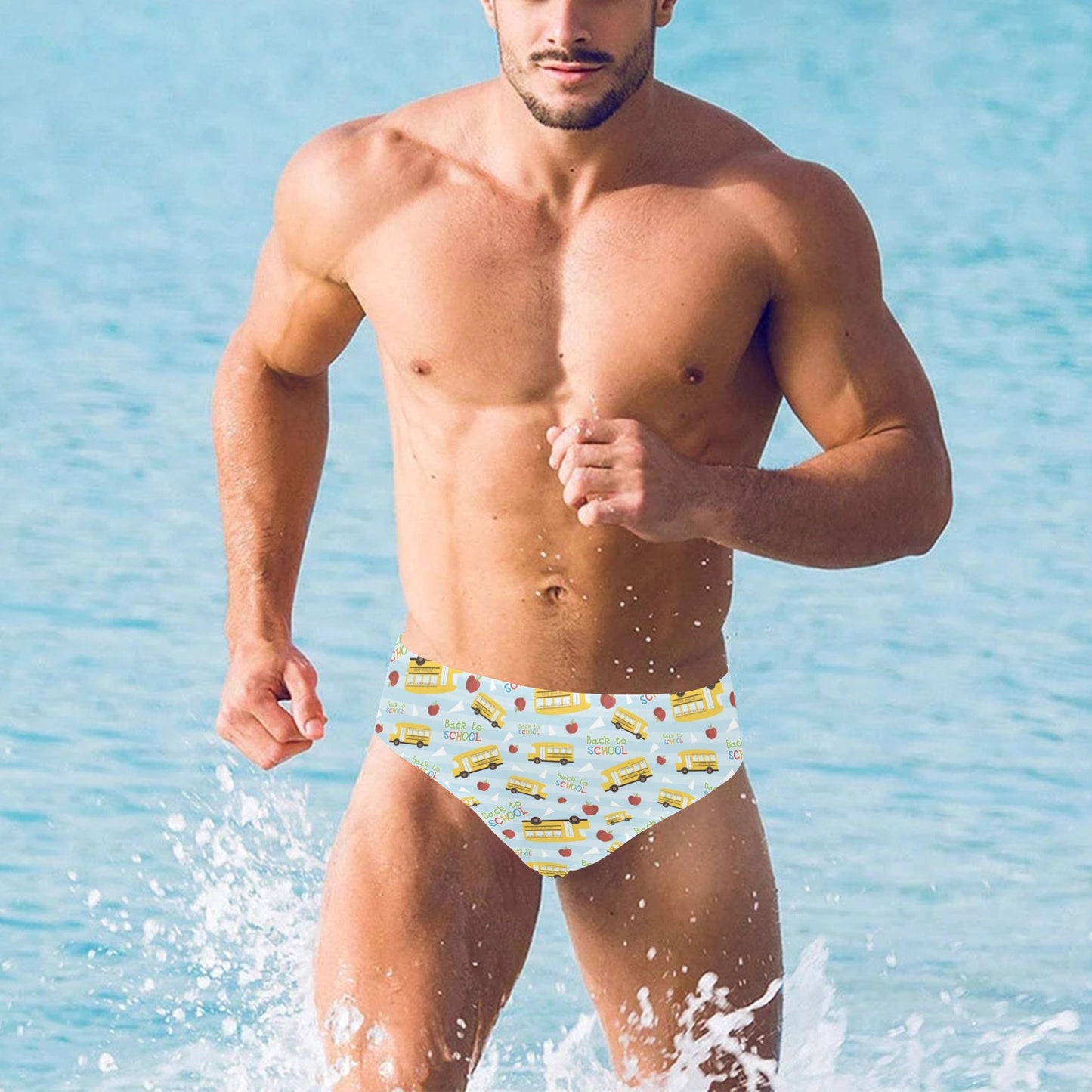 School Bus Back To School Print Design LKS303 Men's Swimming Briefs