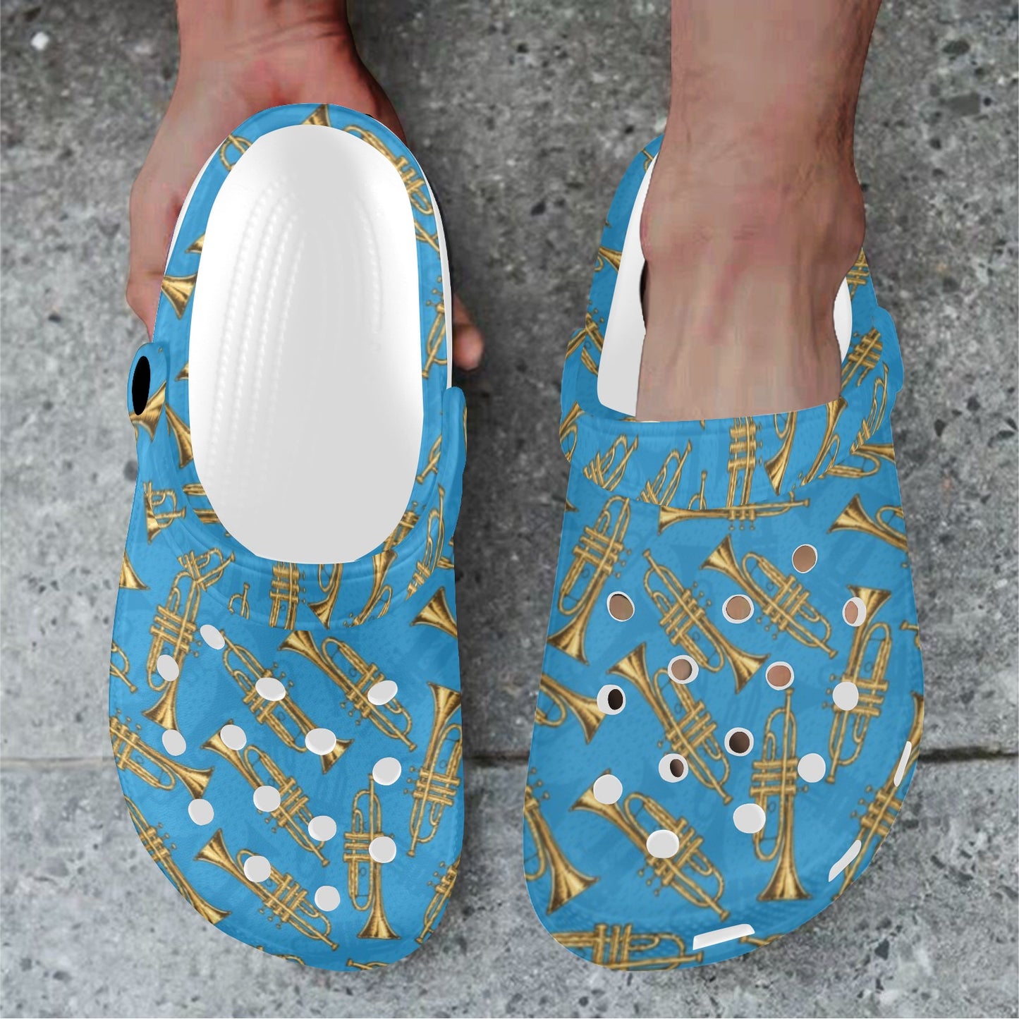 Trumpet Golden Pattern Themed Print Unisex Clogs Shoes