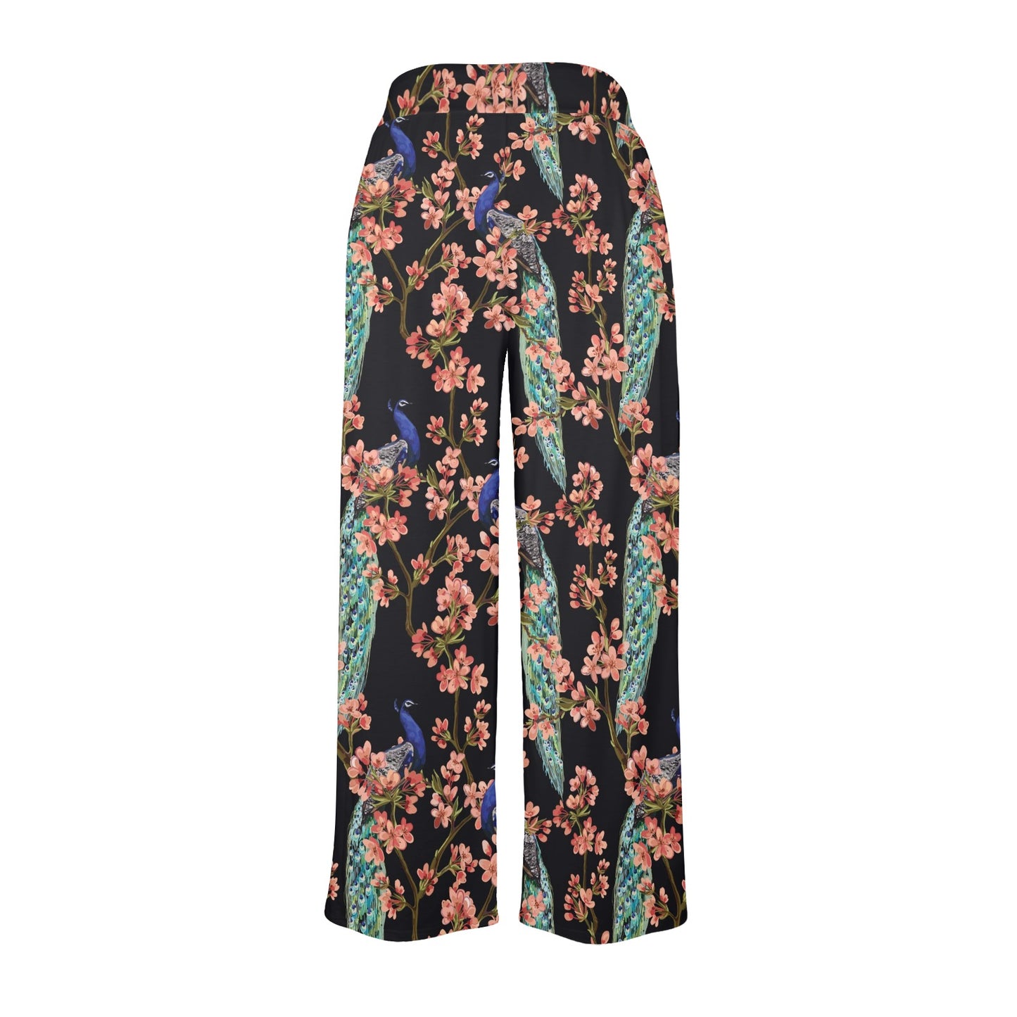 Peacock Pattern Print Design A01 Women's Wide Leg Lounge Pants