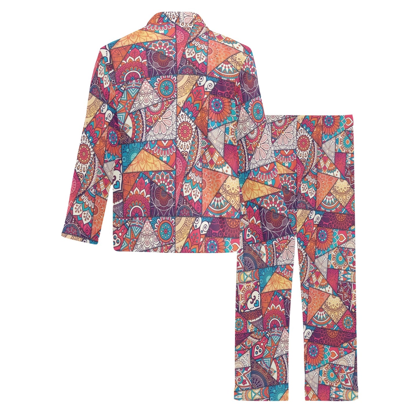 Patchwork Print Design LKS401 Men's Long Pajama Set