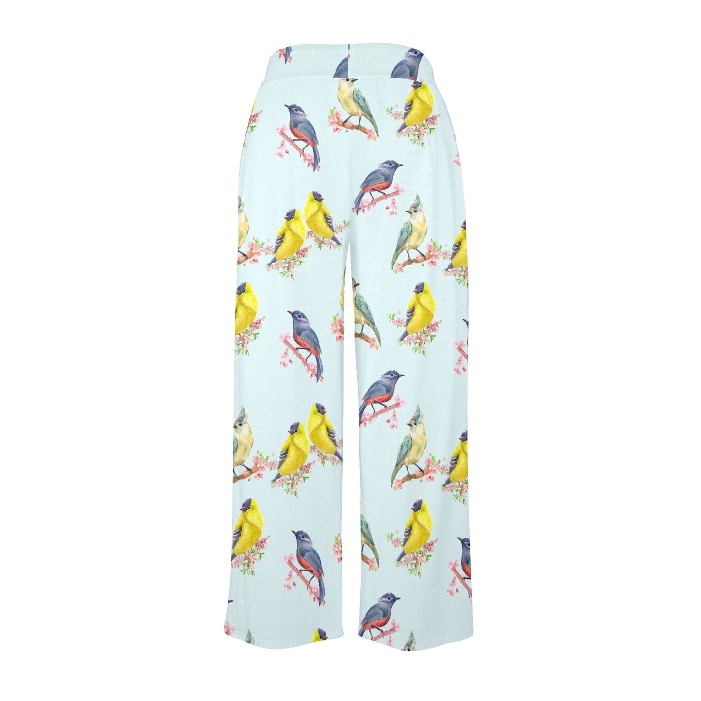 Bird Sweet Themed Print Pattern Women's Wide Leg Lounge Pants
