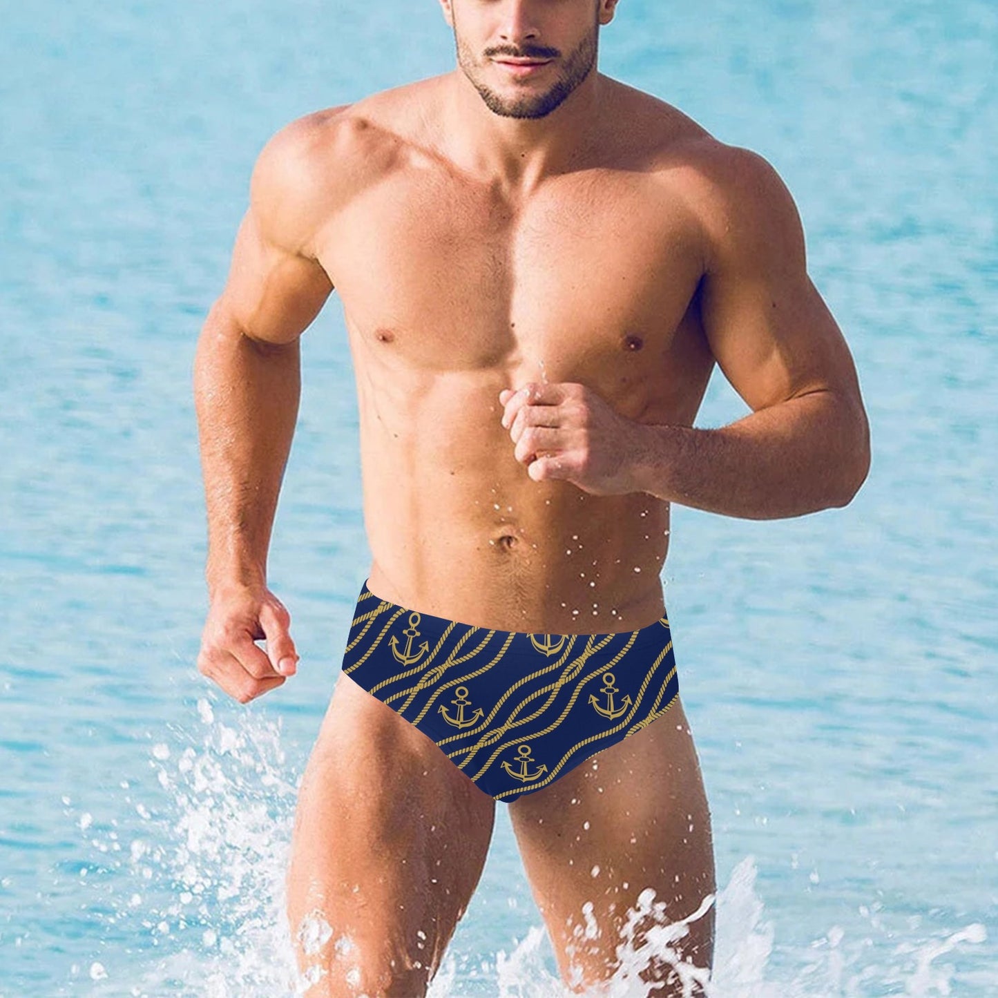 Nautical Anchor Rope Pattern Men's Swimming Briefs