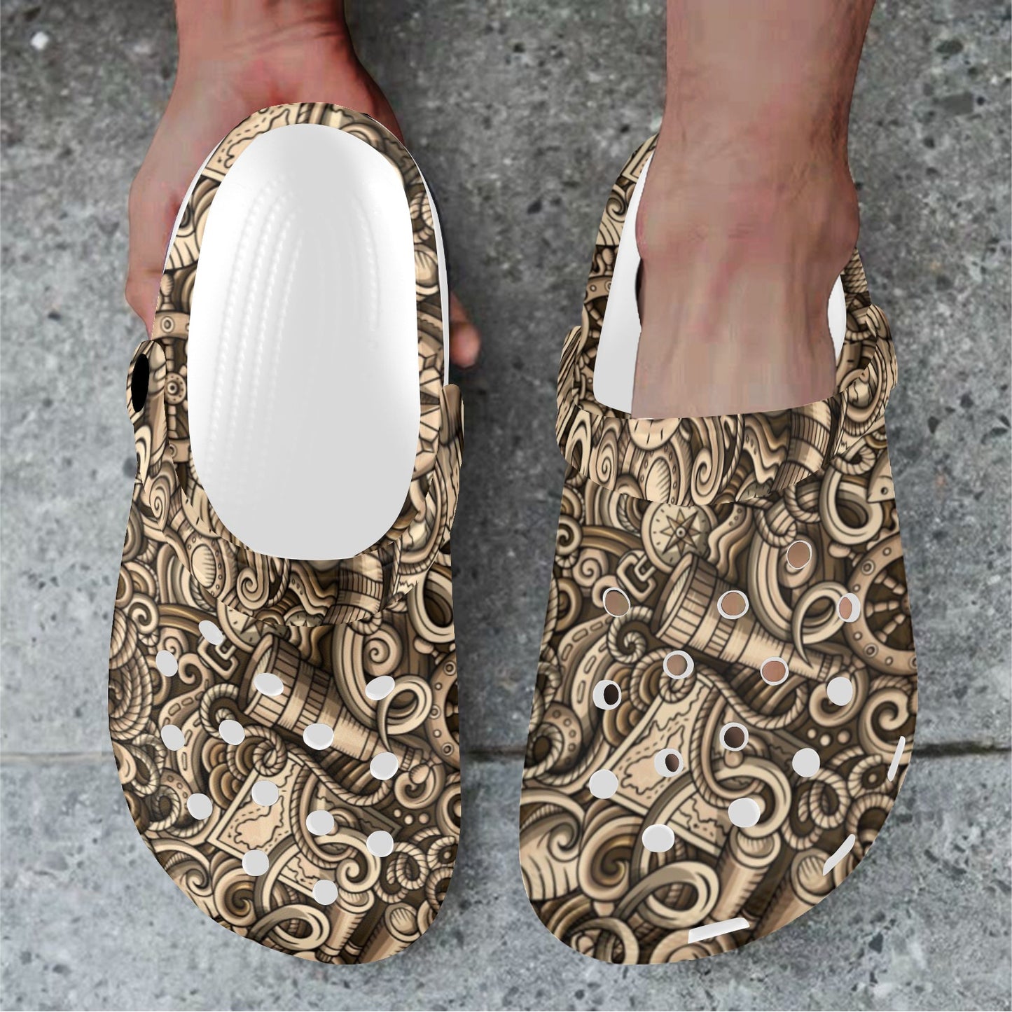 Nautical Tattoo Design Themed Print Unisex Clogs Shoes
