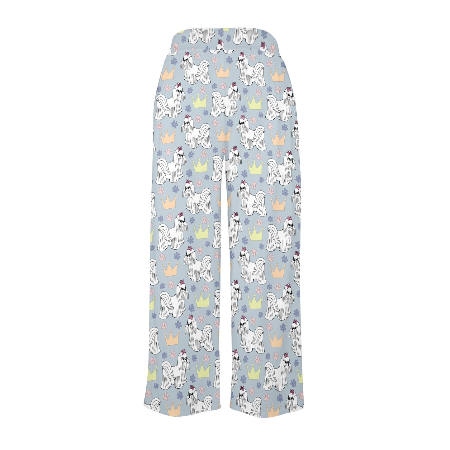 Maltese Pattern Print Design 04 Women's Wide Leg Lounge Pants