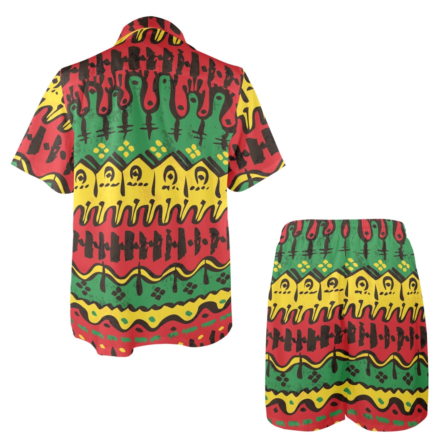 Rasta Pattern Print Design A01 Men's Beach Shirt and Shorts Set