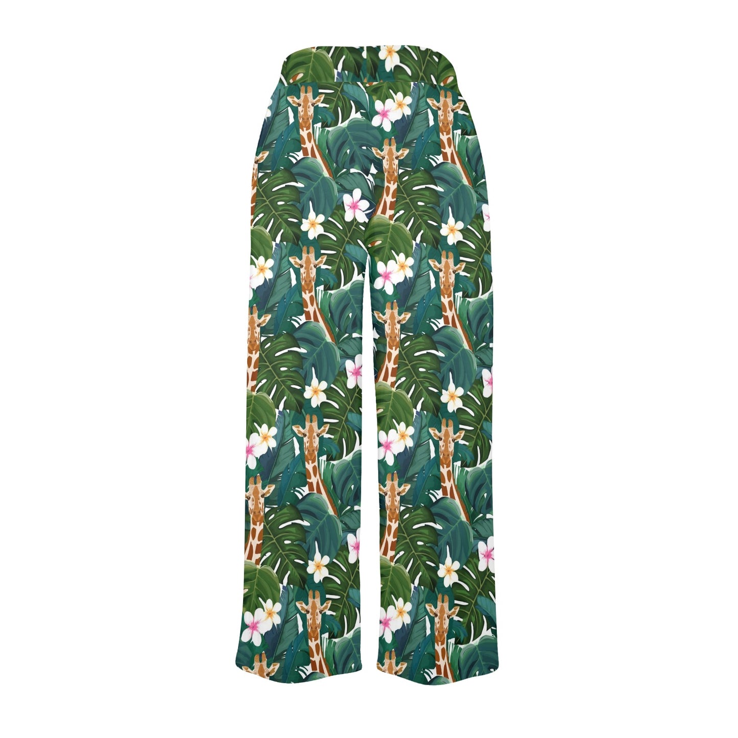 Giraffe Jungle Design Print Women's Wide Leg Lounge Pants
