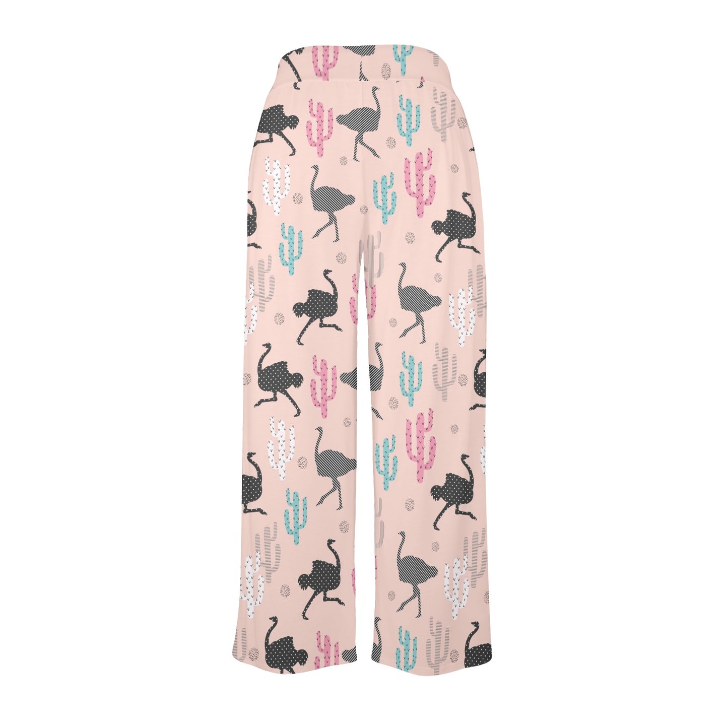 Ostrich Pattern Print Design 03 Women's Wide Leg Lounge Pants