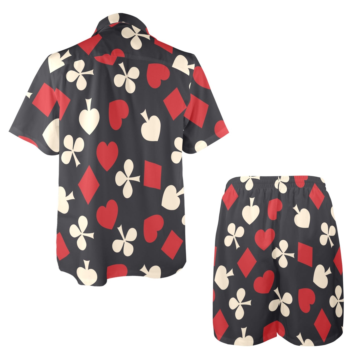 Poker Cards Pattern Print Design A02 Men's Beach Shirt and Shorts Set