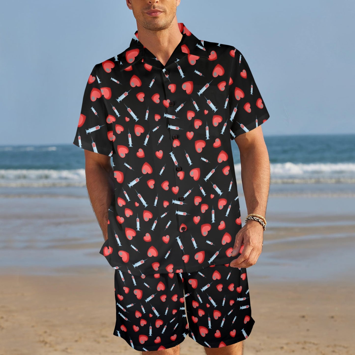 Phlebotomist Medical Concept Men's Beach Shirt and Shorts Set