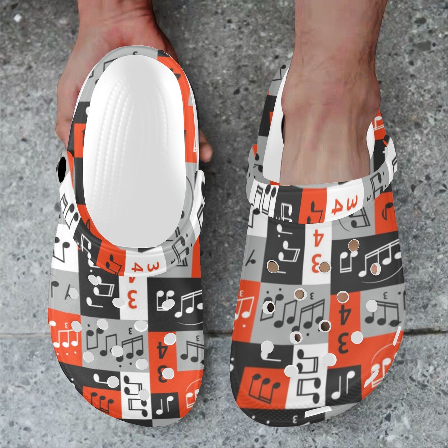 Music Note Design Themed Print Unisex Clogs Shoes
