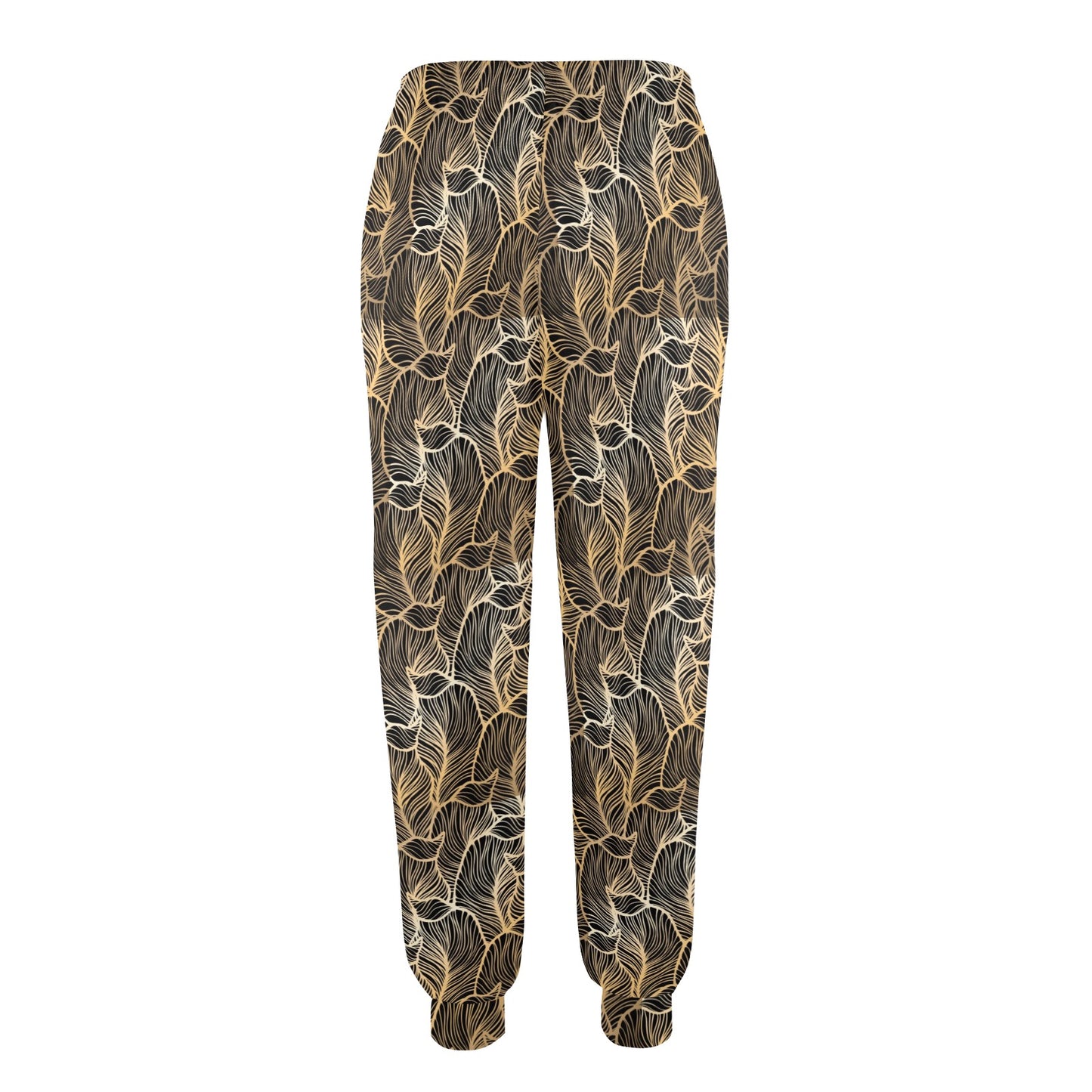 Elegant Gold leaf Print Women's Casual Track Pants