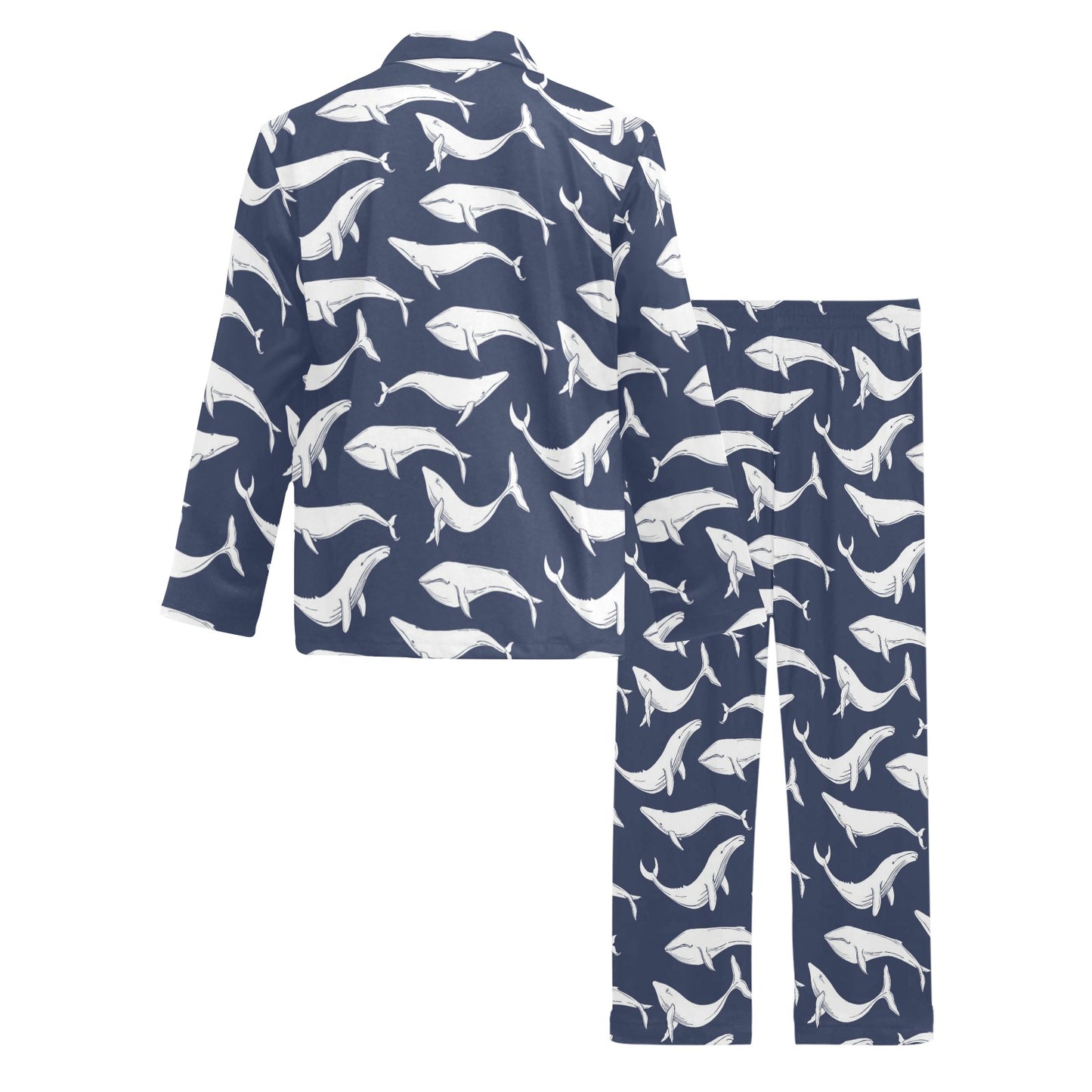 Whale Print Design LKS308 Men's Long Pajama Set