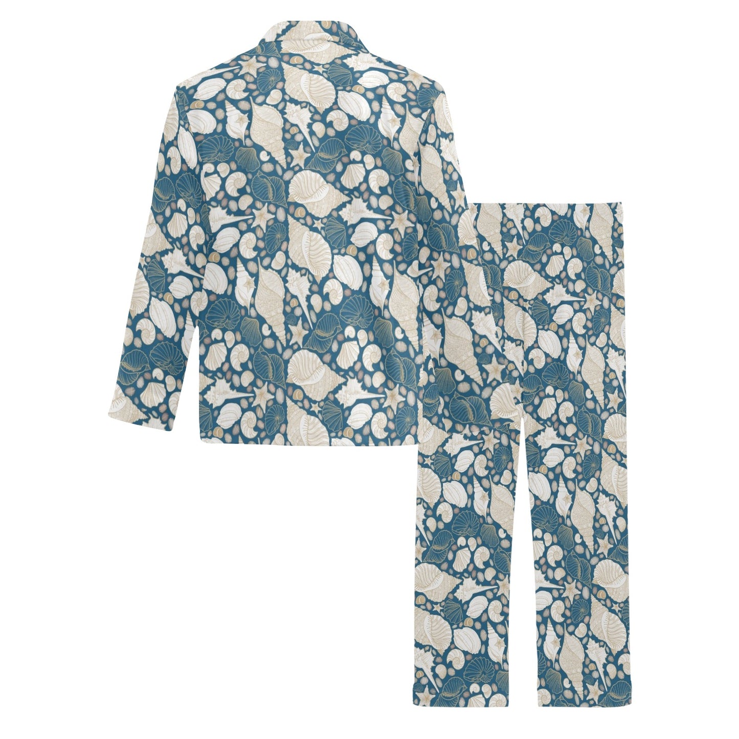 Seashell Print Design LKS308 Men's Long Pajama Set