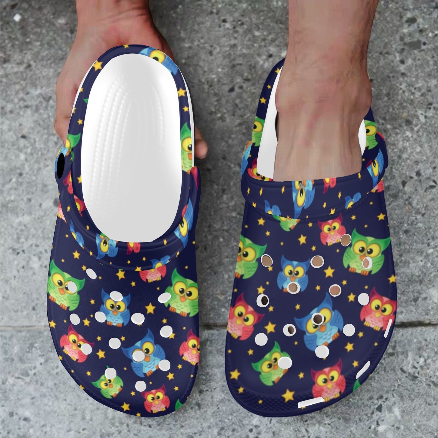 Owl with Star Themed Design Print Unisex Clogs Shoes