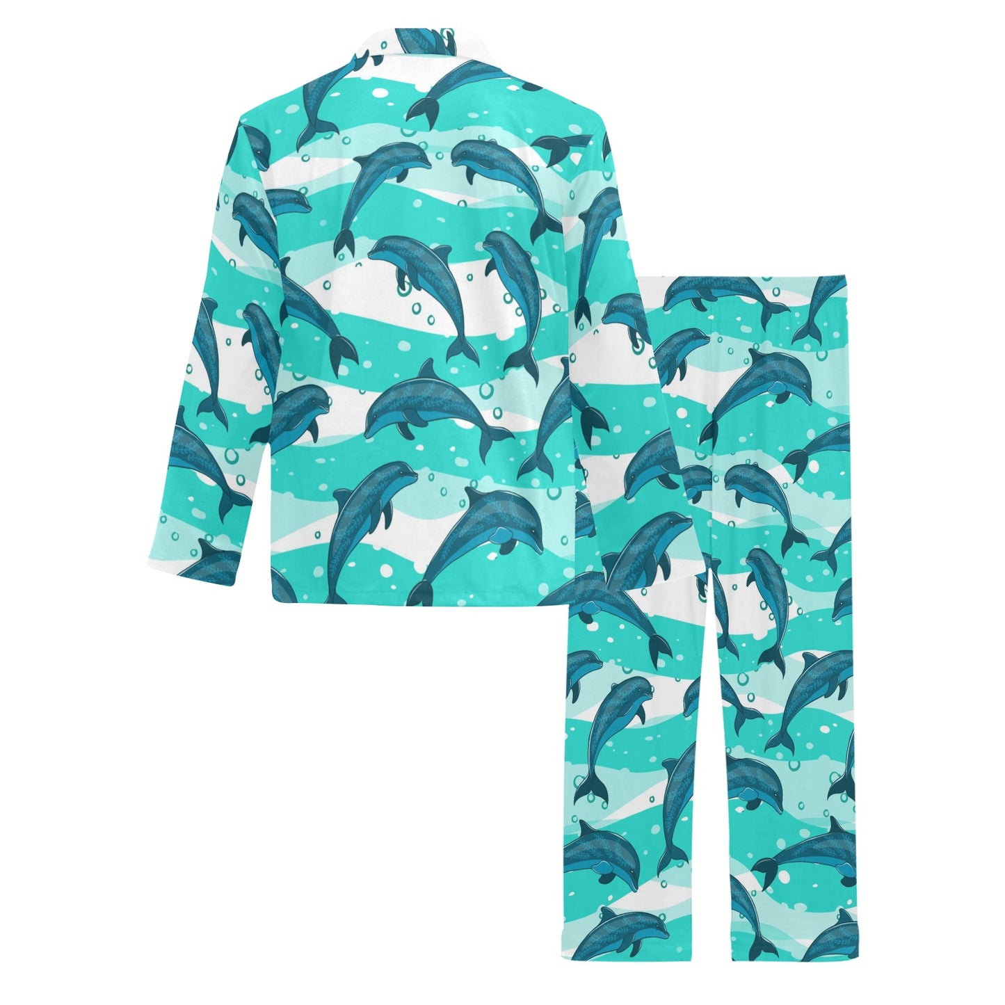 Dolphin Design Print Pattern Men's Long Pajama Set