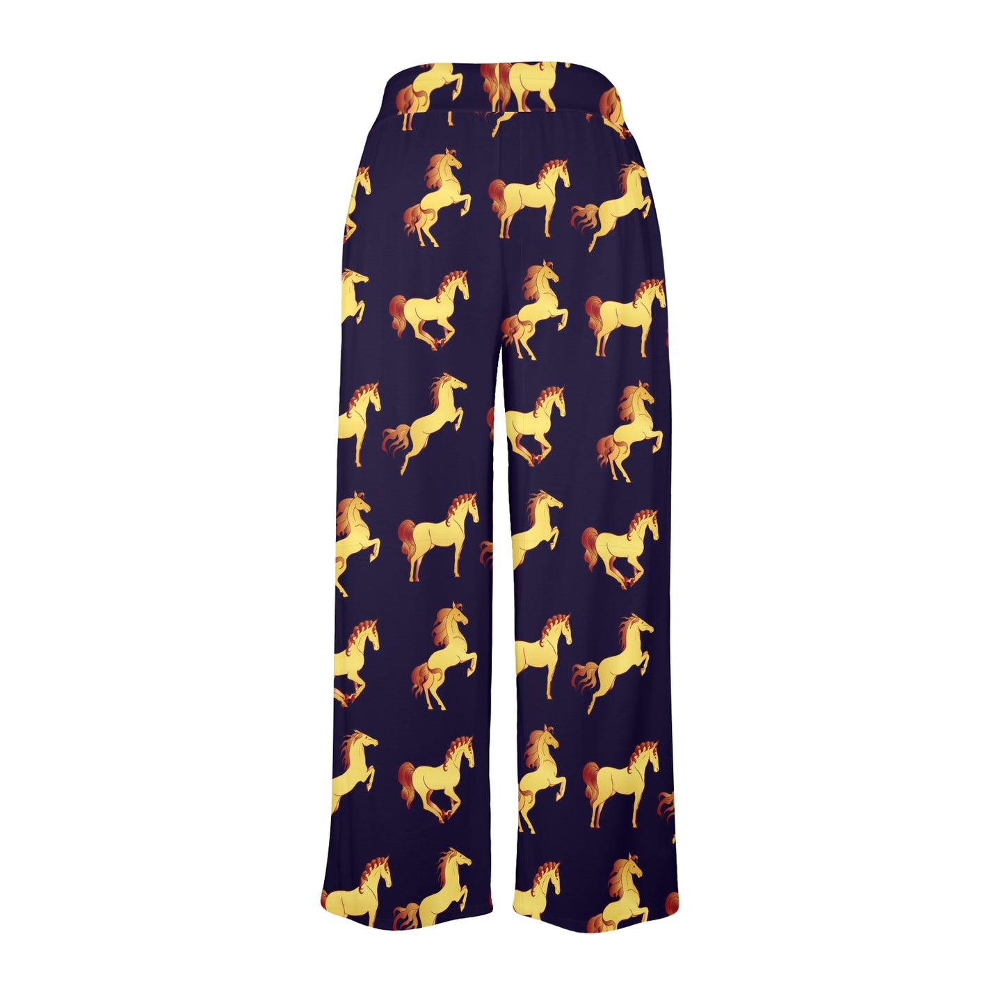 Gold Horse Pattern Women's Wide Leg Lounge Pants