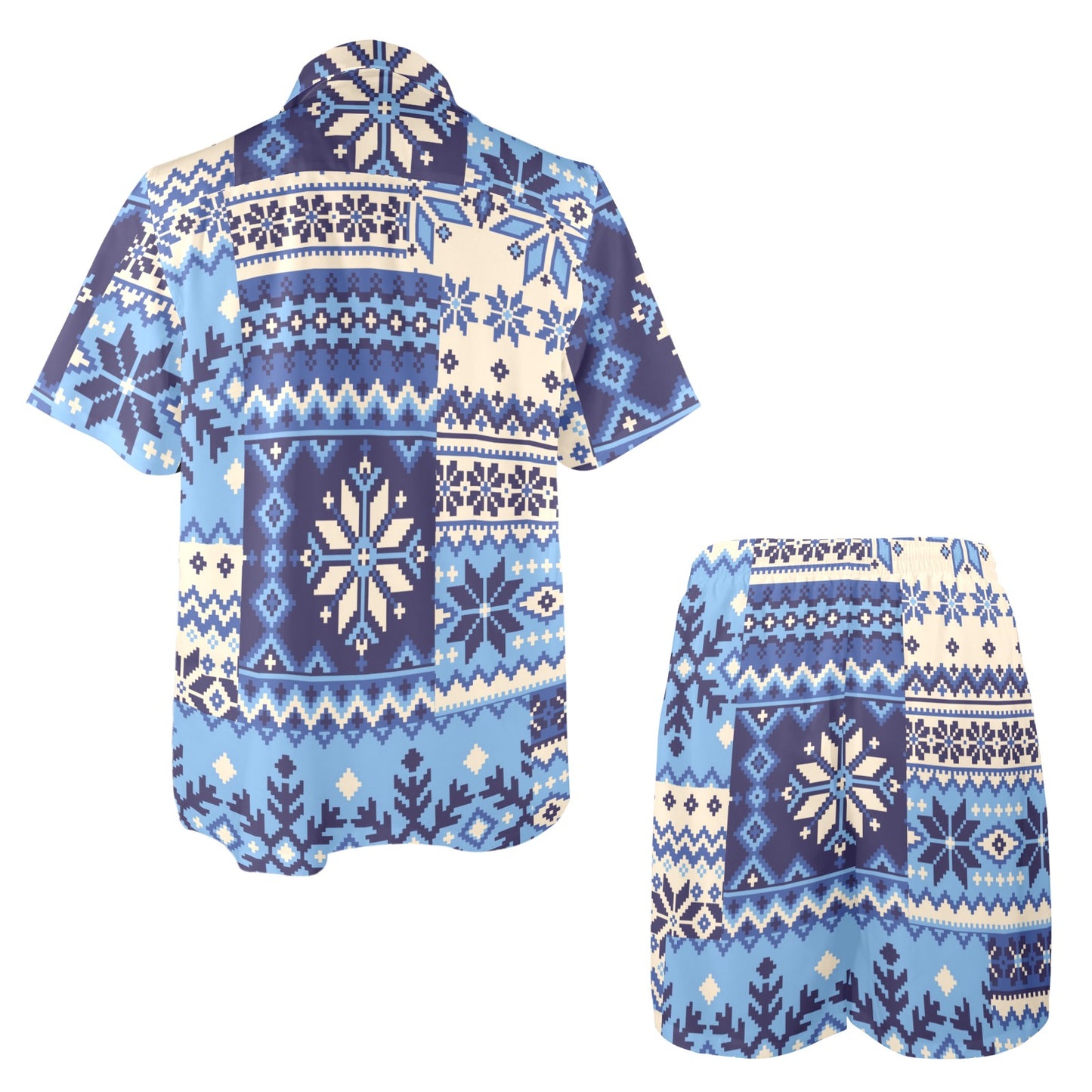 Nordic Pattern Print Design A04 Men's Beach Shirt and Shorts Set