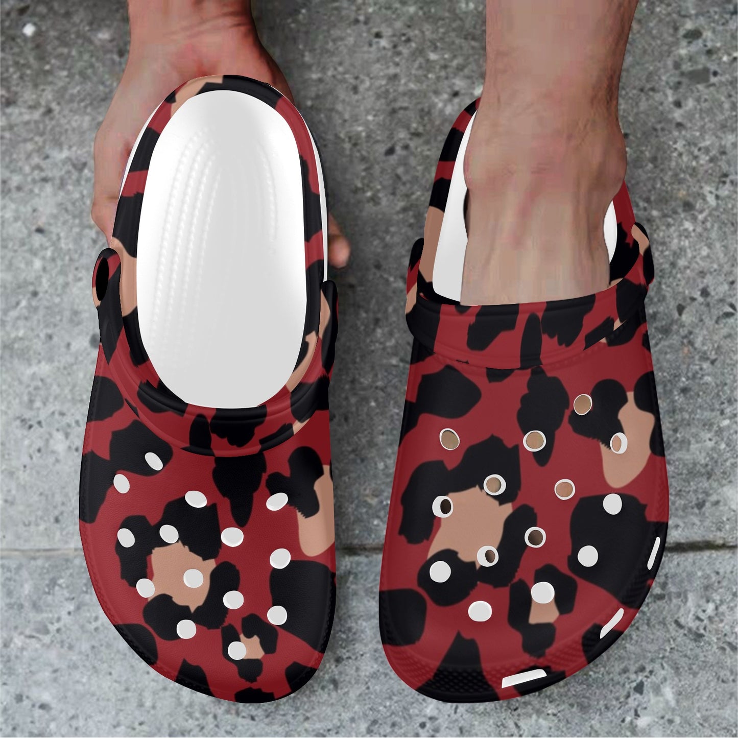 Cheetah Red Print Pattern Unisex Clogs Shoes