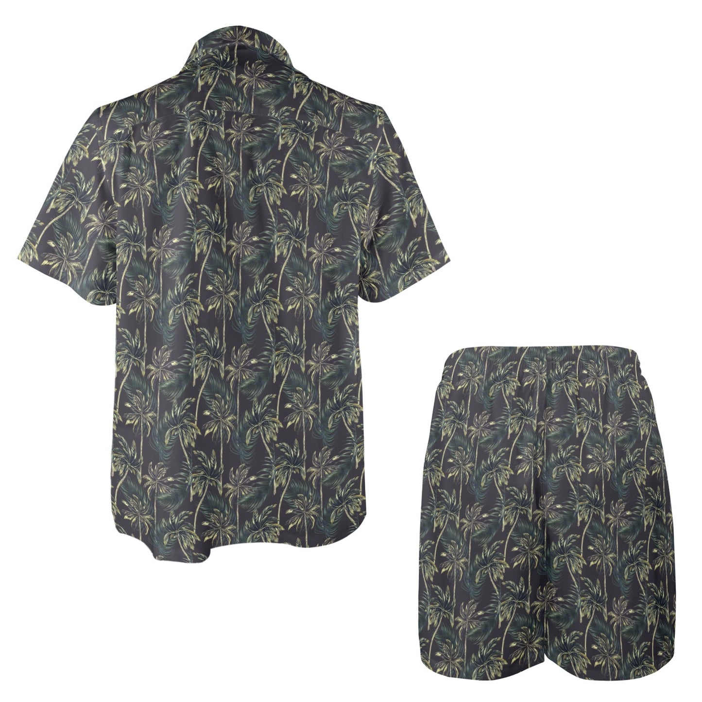 Palm Tree Background Design Print Men's Beach Shirt and Shorts Set
