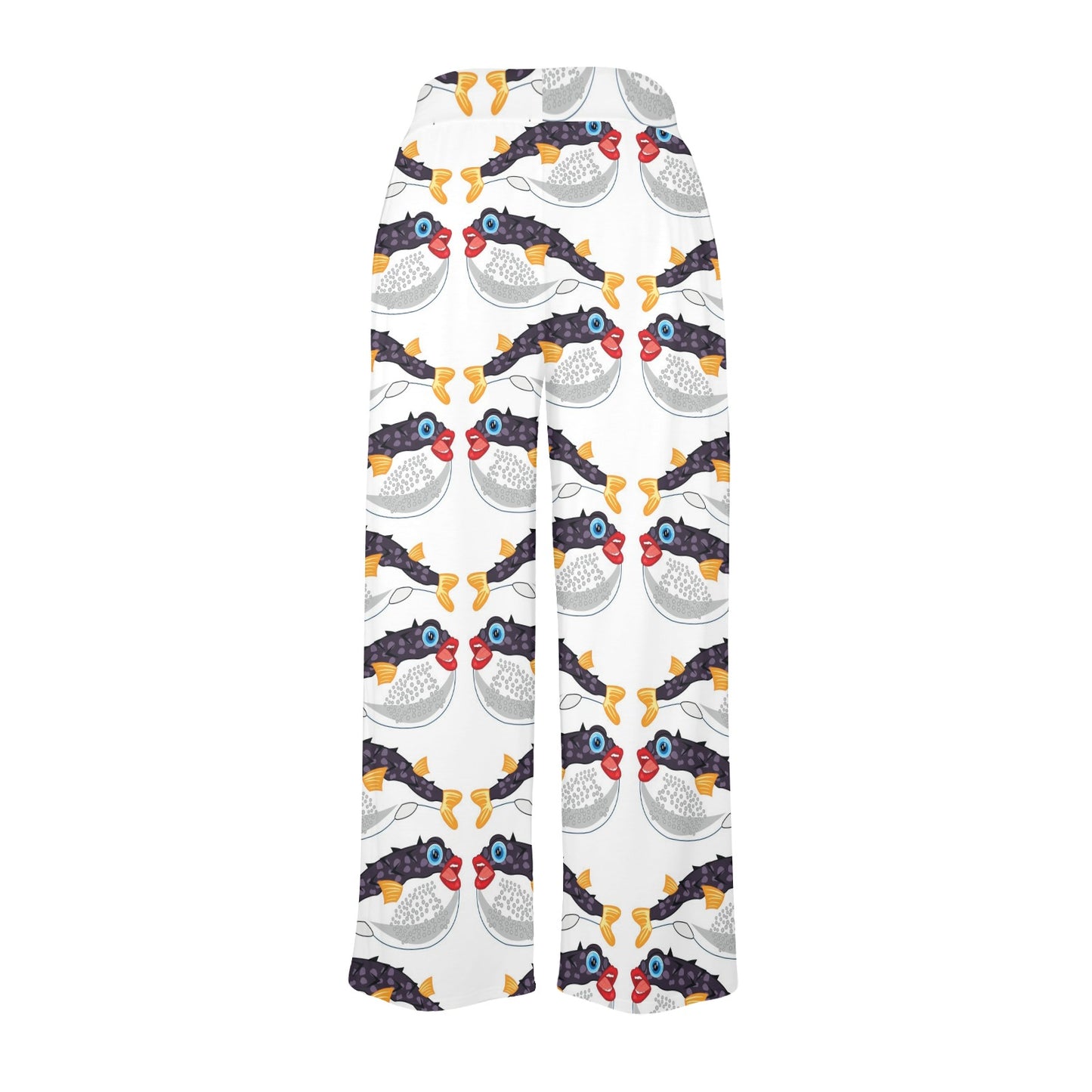 Fugu Pattern Print Design 03 Women's Wide Leg Lounge Pants