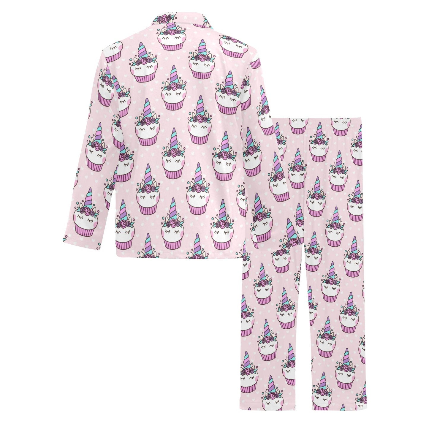 Cupcakes Unicorn Print Pattern Men's Long Pajama Set