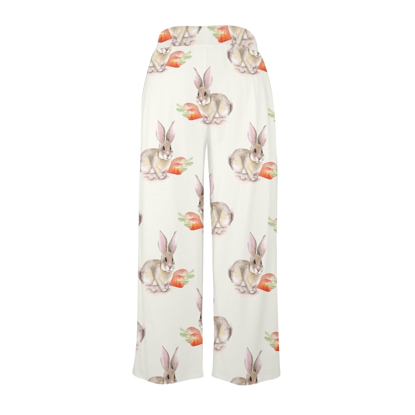 Rabbit Pattern Print Design 01 Women's Wide Leg Lounge Pants