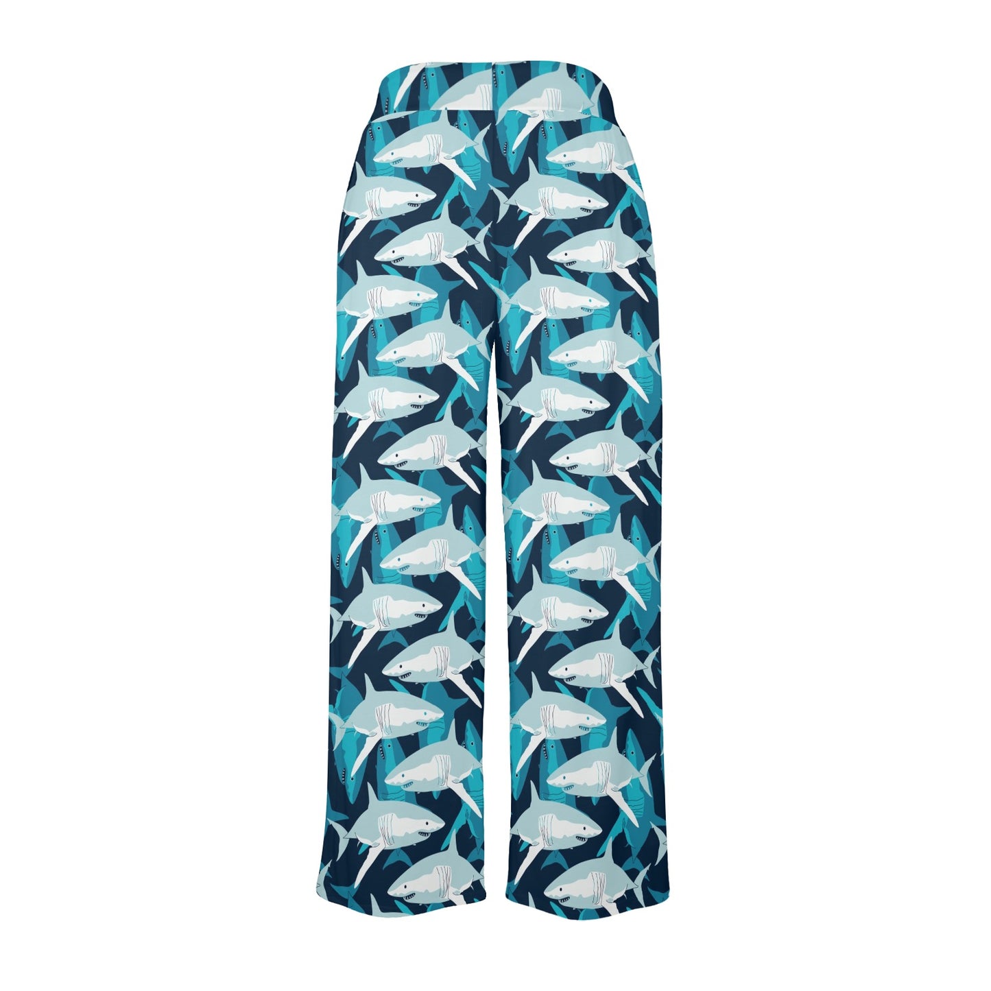 Shark Design Print Women's Wide Leg Lounge Pants