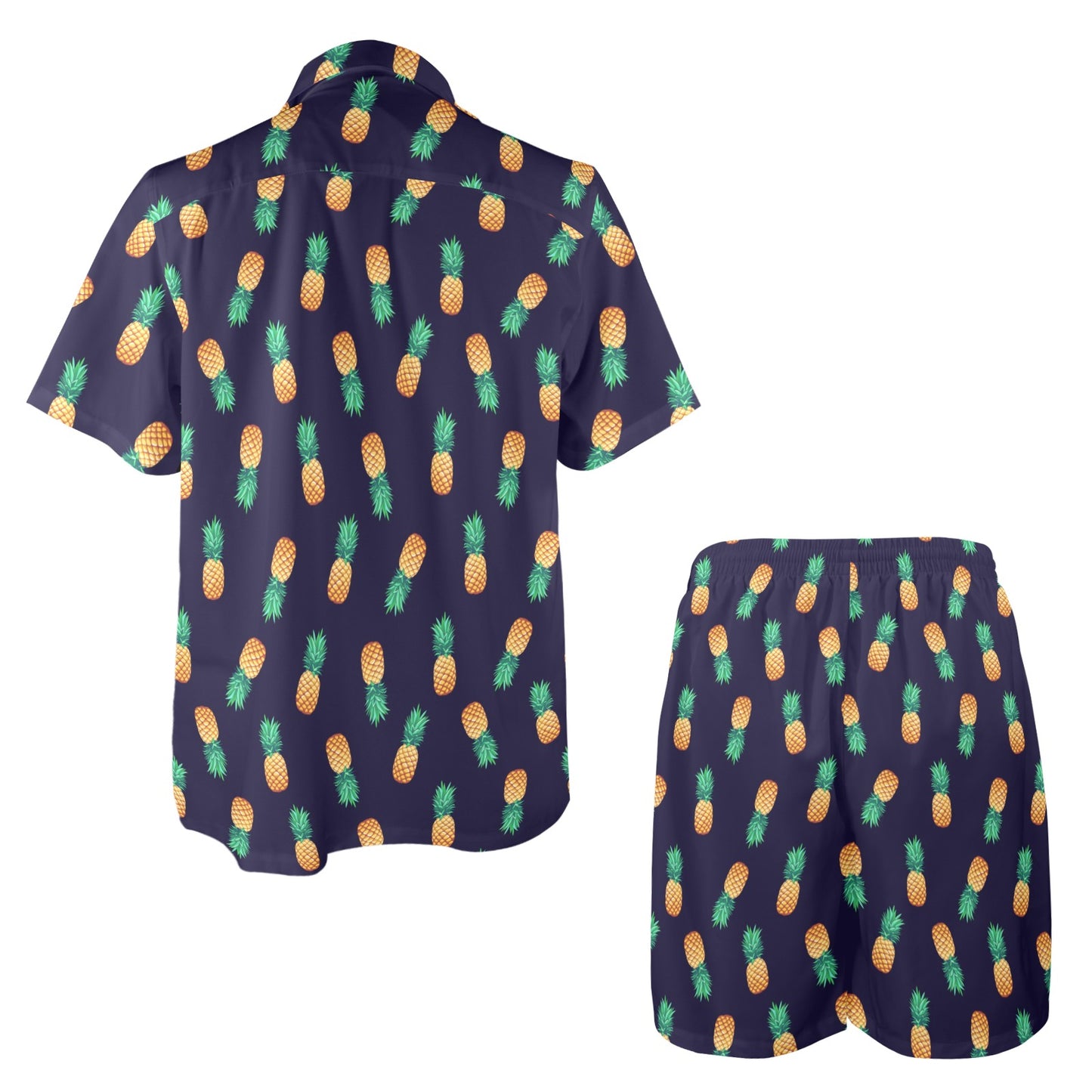 Pineapple Pattern Men's Beach Shirt and Shorts Set