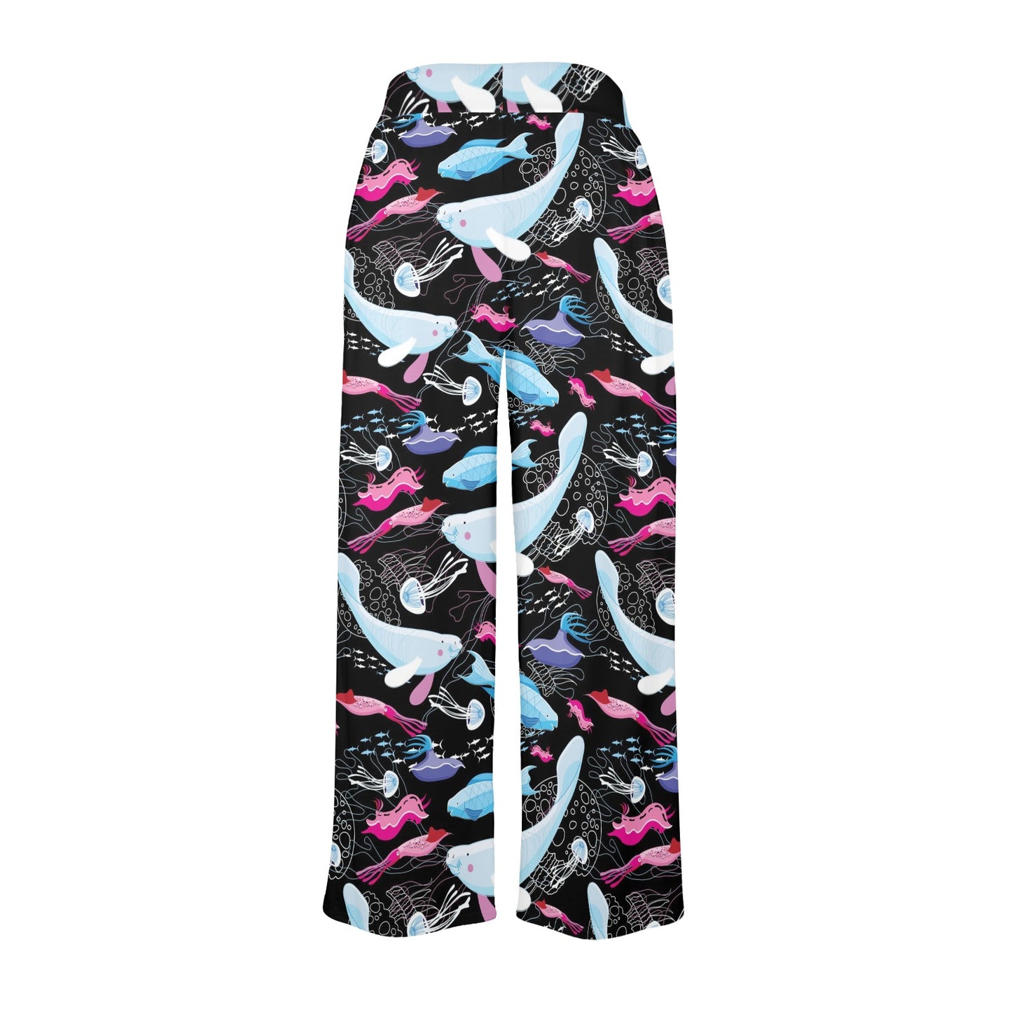 Manatee Pattern Print Design 02 Women's Wide Leg Lounge Pants