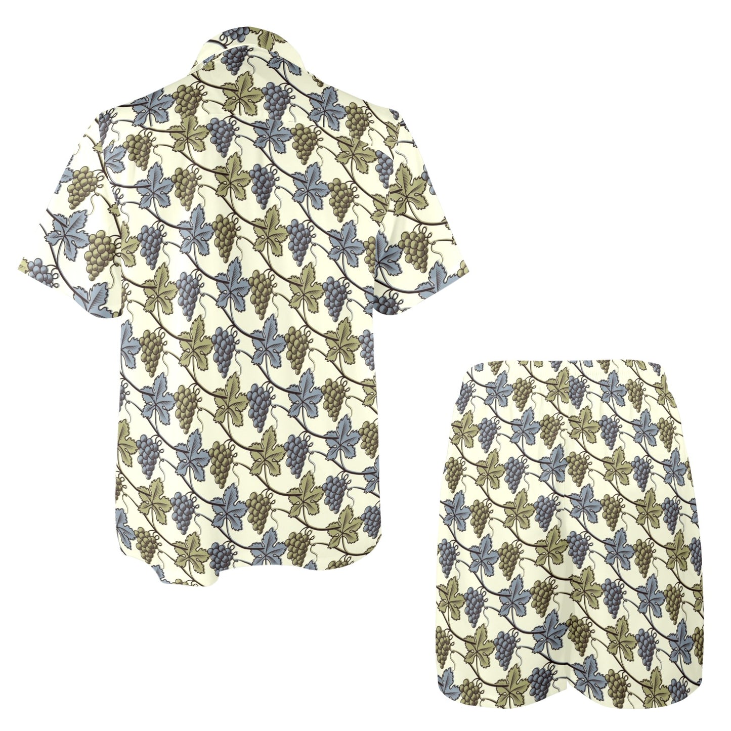 Grape Pattern Print Design GP03 Men's Beach Shirt and Shorts Set