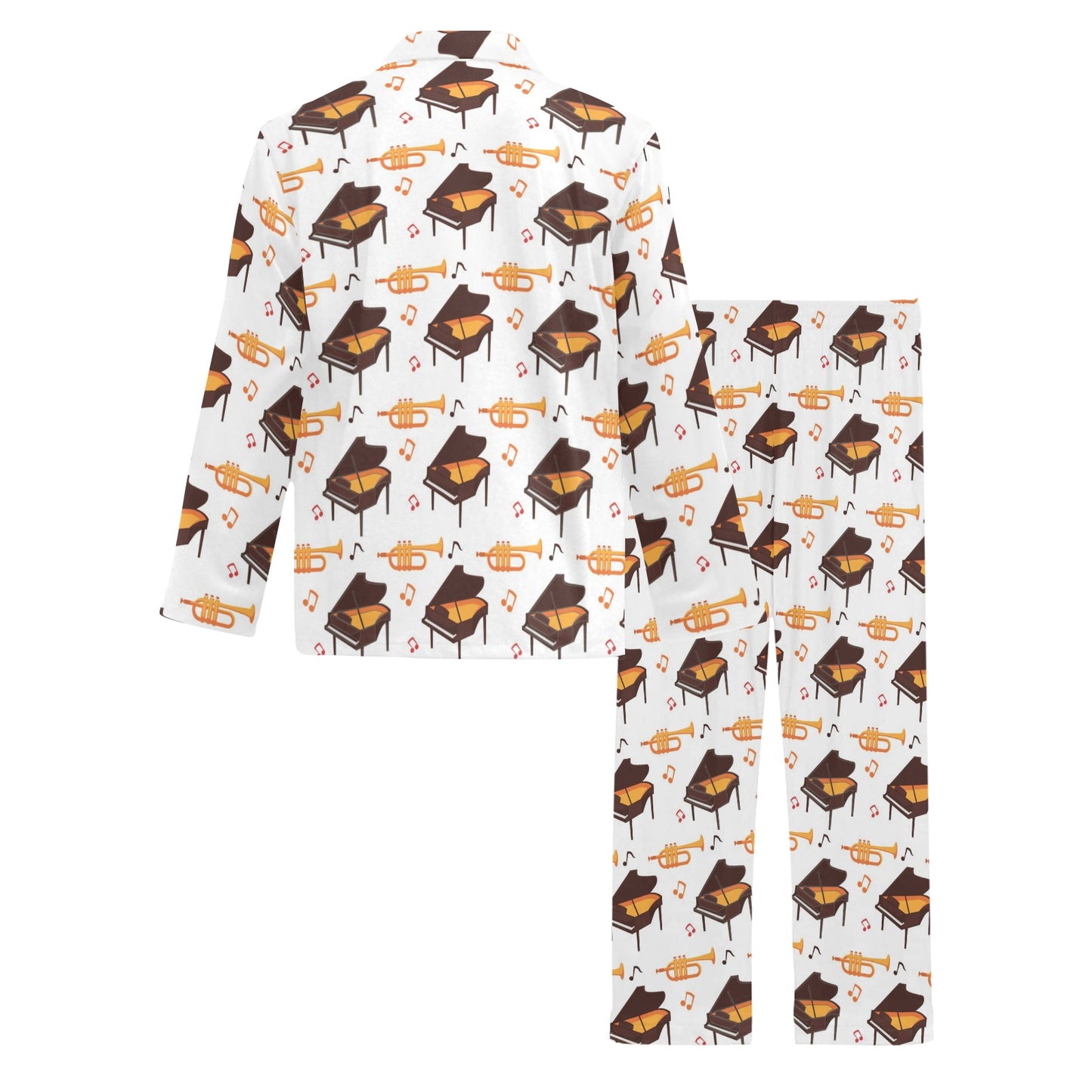 Piano Print Design LKS406 Men's Long Pajama Set