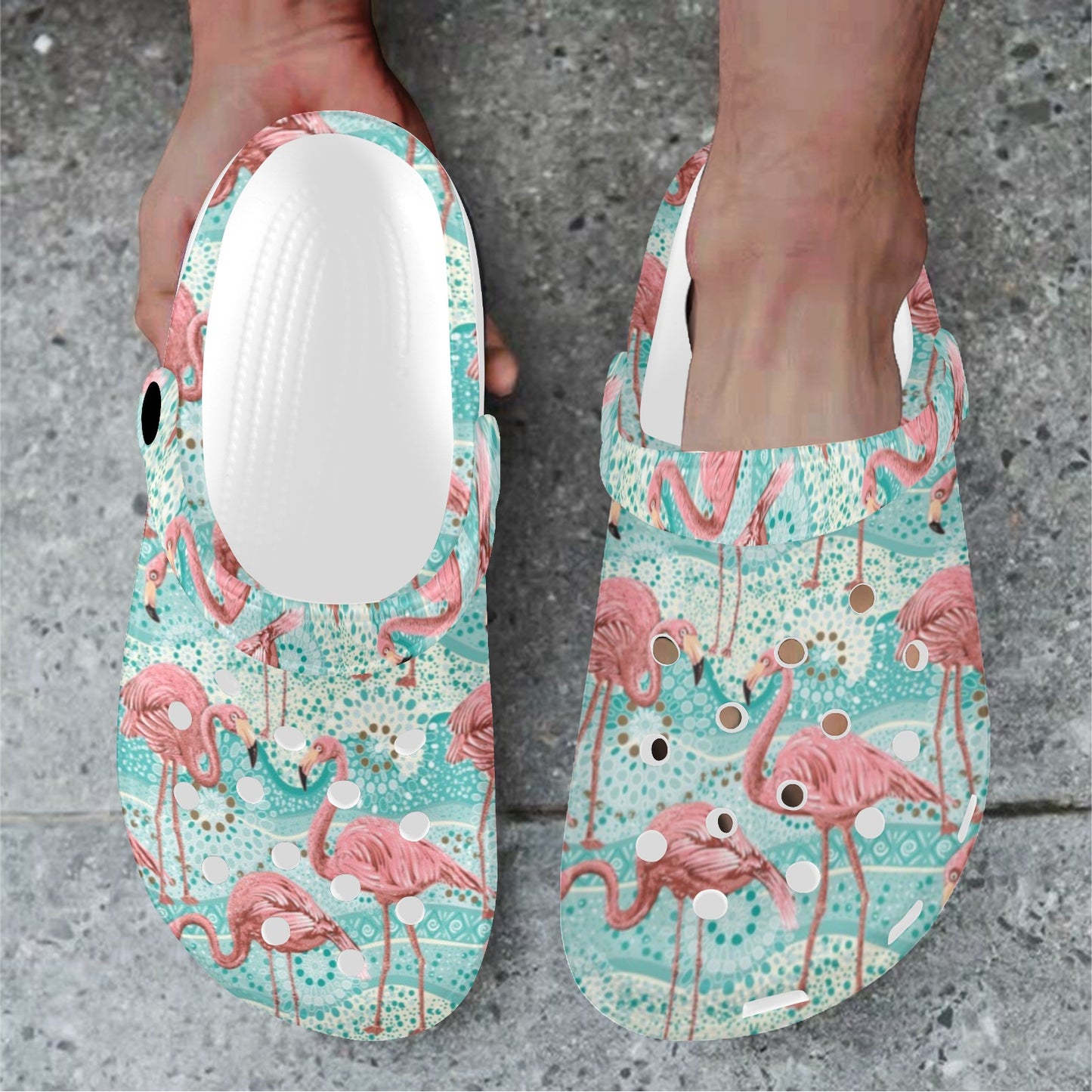 Flamingo Background Themed Print Unisex Clogs Shoes