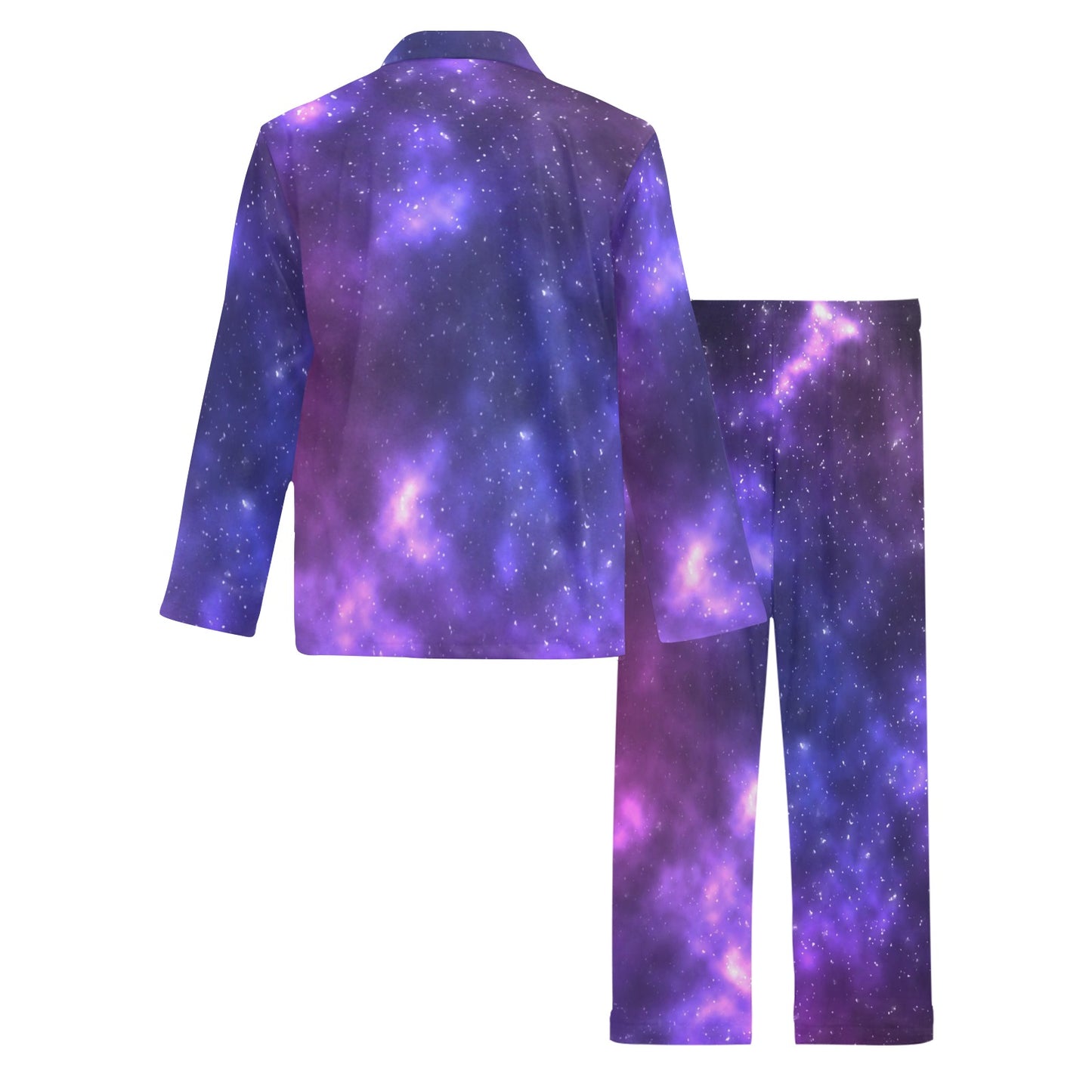Celestial Purple Blue Galaxy Men's Long Pajama Set