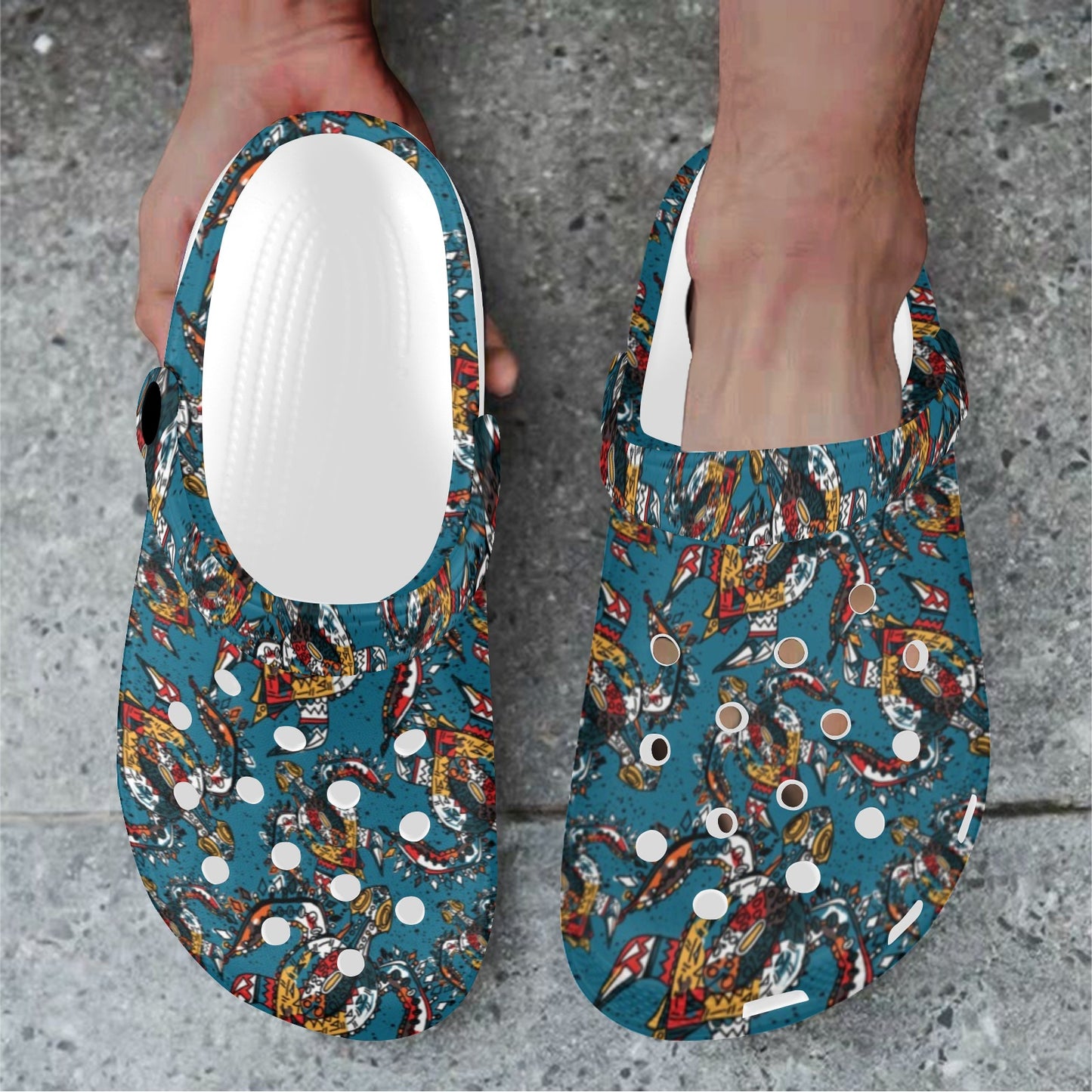 Sea Turtle Tribal Colorful Hand Drawn Unisex Clogs Shoes