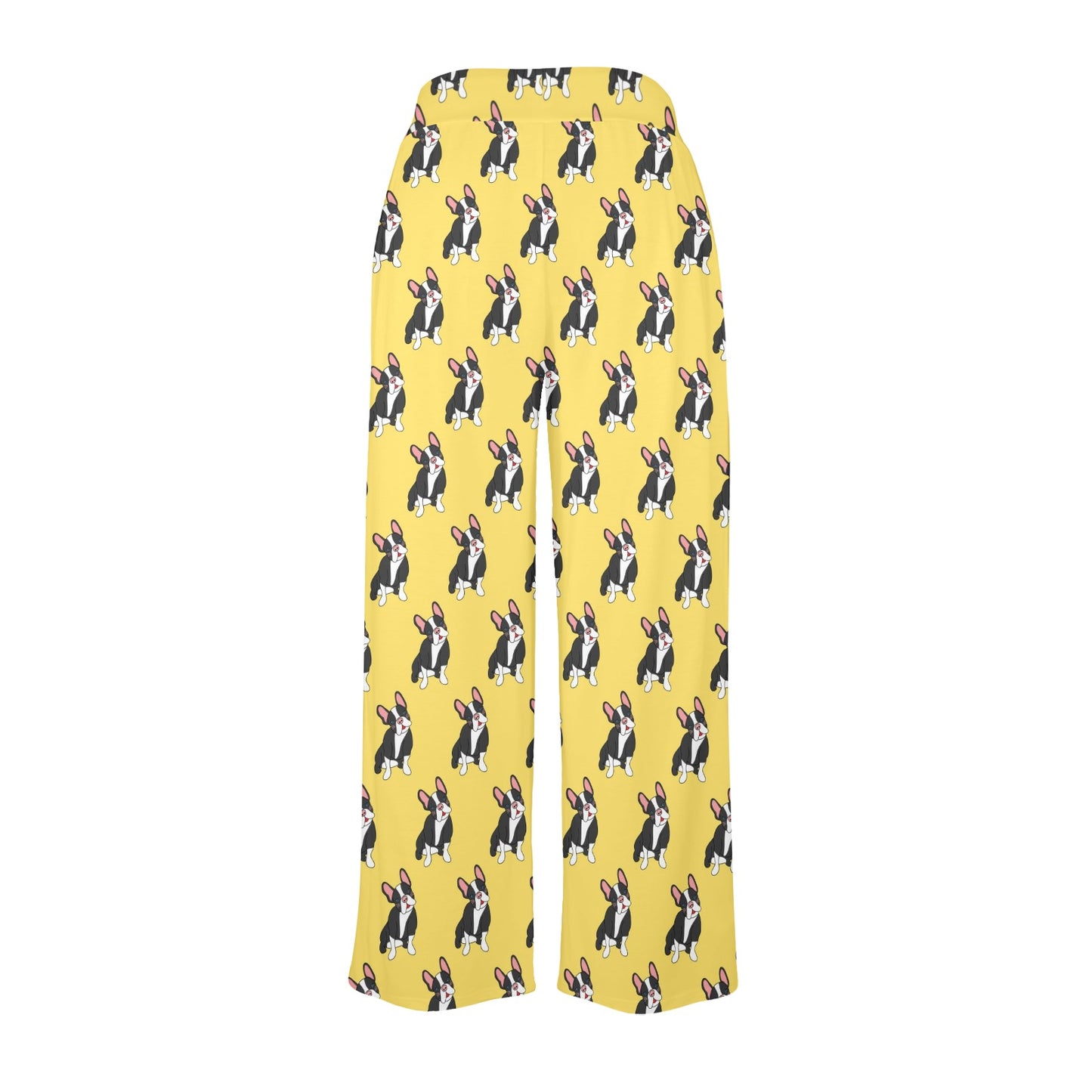 Boston Terrier Pattern Print Design 06 Women's Wide Leg Lounge Pants