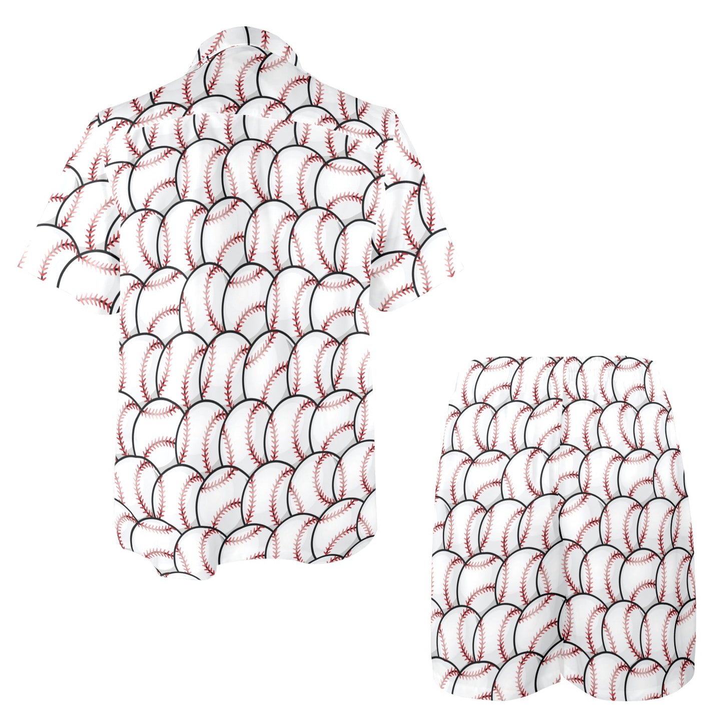 Baseball Pattern Men's Beach Shirt and Shorts Set