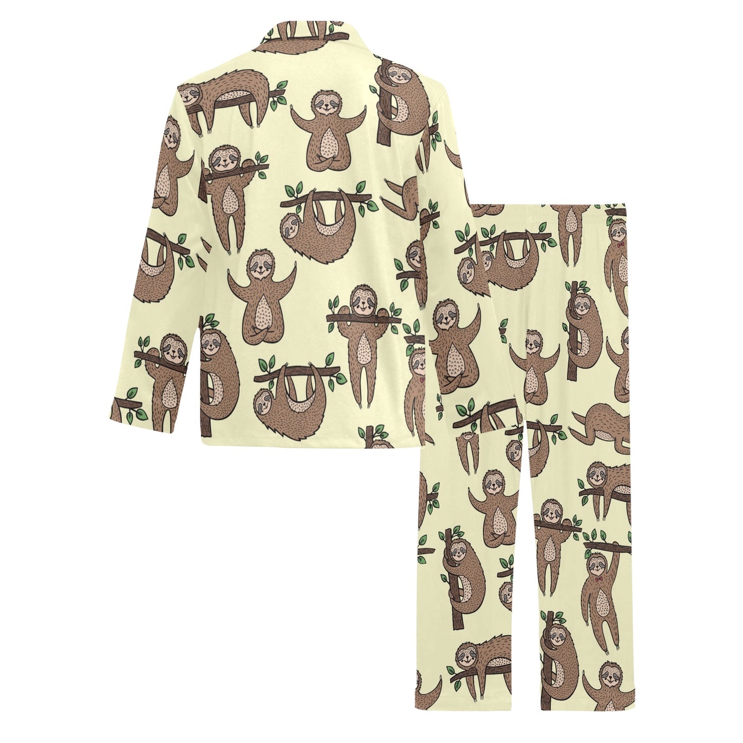 Sloth Print Design LKS3010 Men's Long Pajama Set