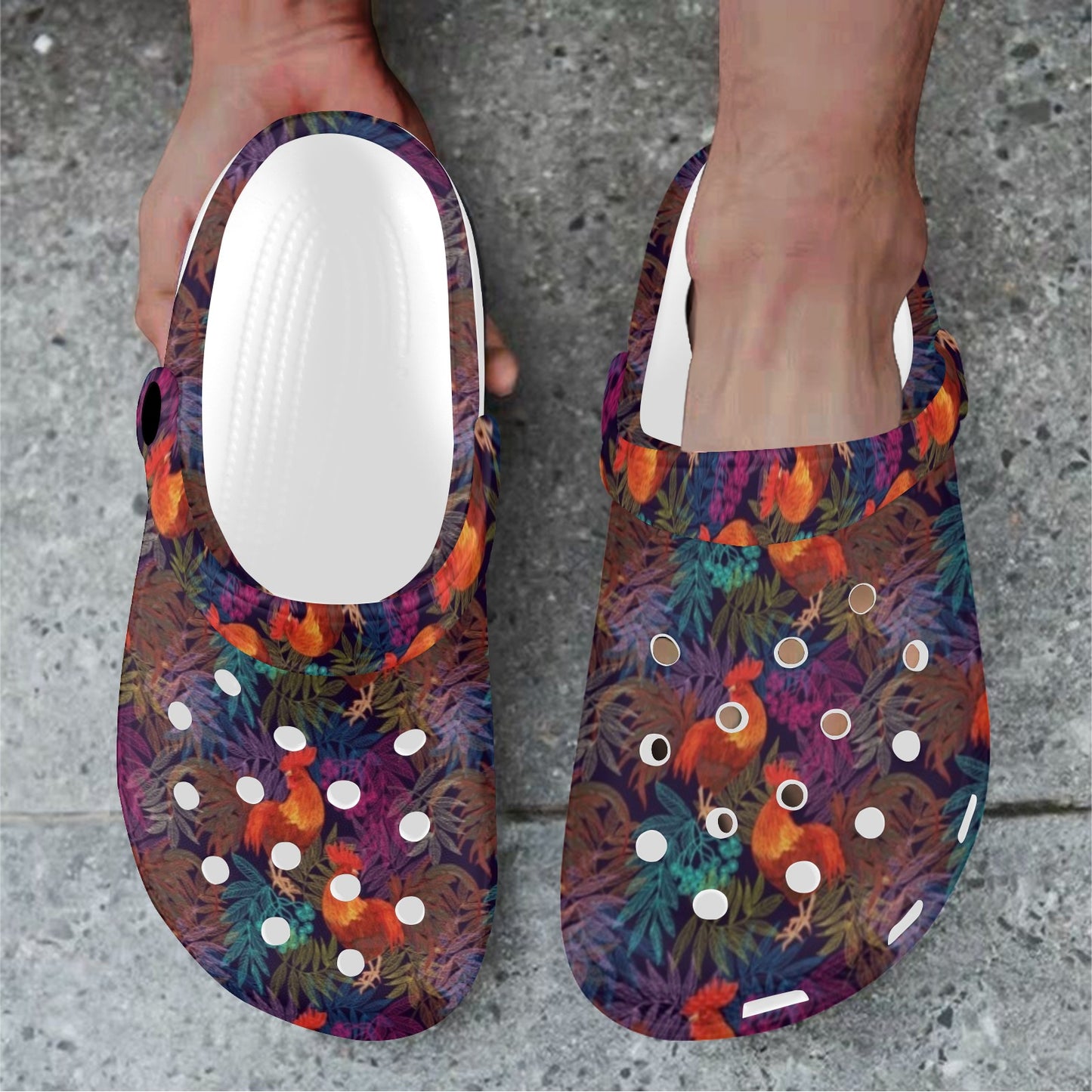 Rooster Print Style Unisex Clogs Shoes