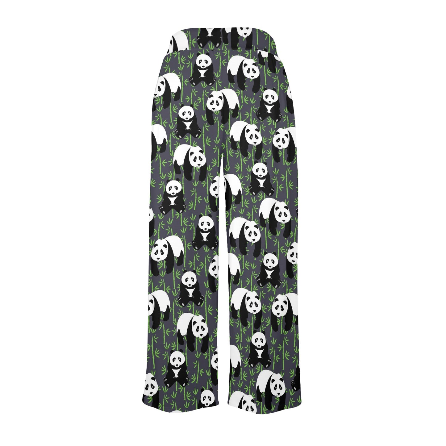 Panda Bear Bamboo Themed Print Women's Wide Leg Lounge Pants