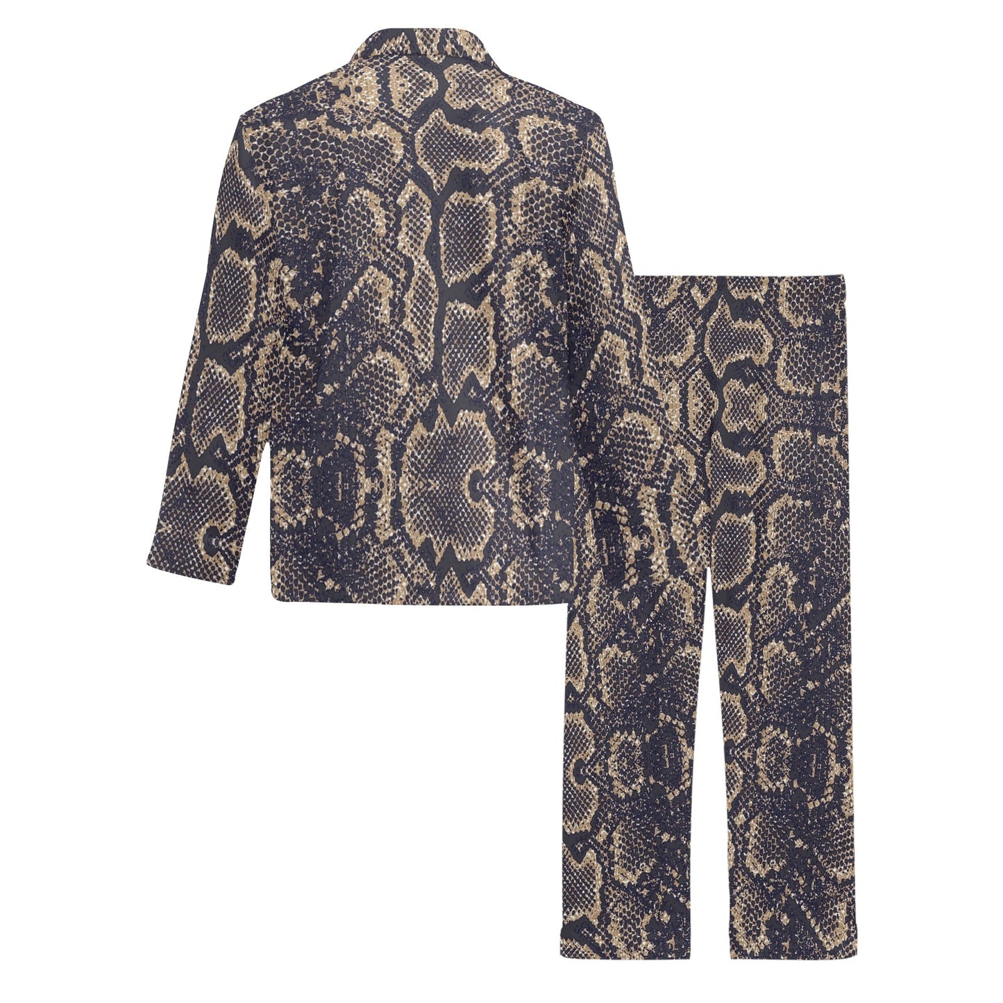 Snake Skin Pattern Print Men's Long Pajama Set