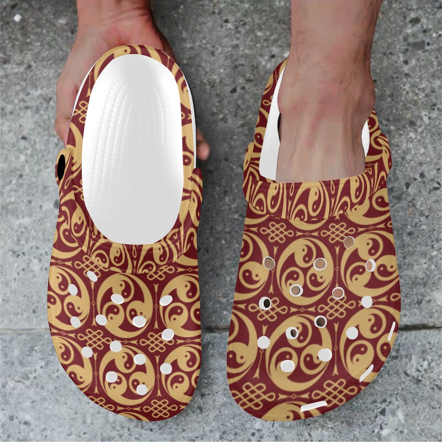 Yin Yang Style Pattern Design Print Unisex Clogs Shoes